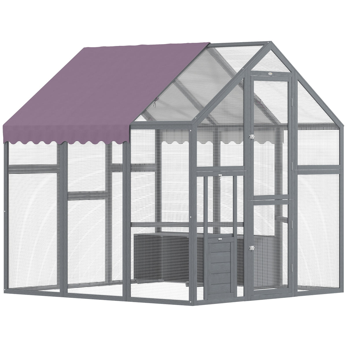 Chicken Run, Large Wooden Walk In Chicken Coop with Waterproof Cover, Split Door, 2 Nesting Boxes, 2 Roosting Bars, Poultry Hen Cage for 6-8 Chickens, Ducks, Geese, Rabbits, 1.7 x 1.8 x 1.8 m
