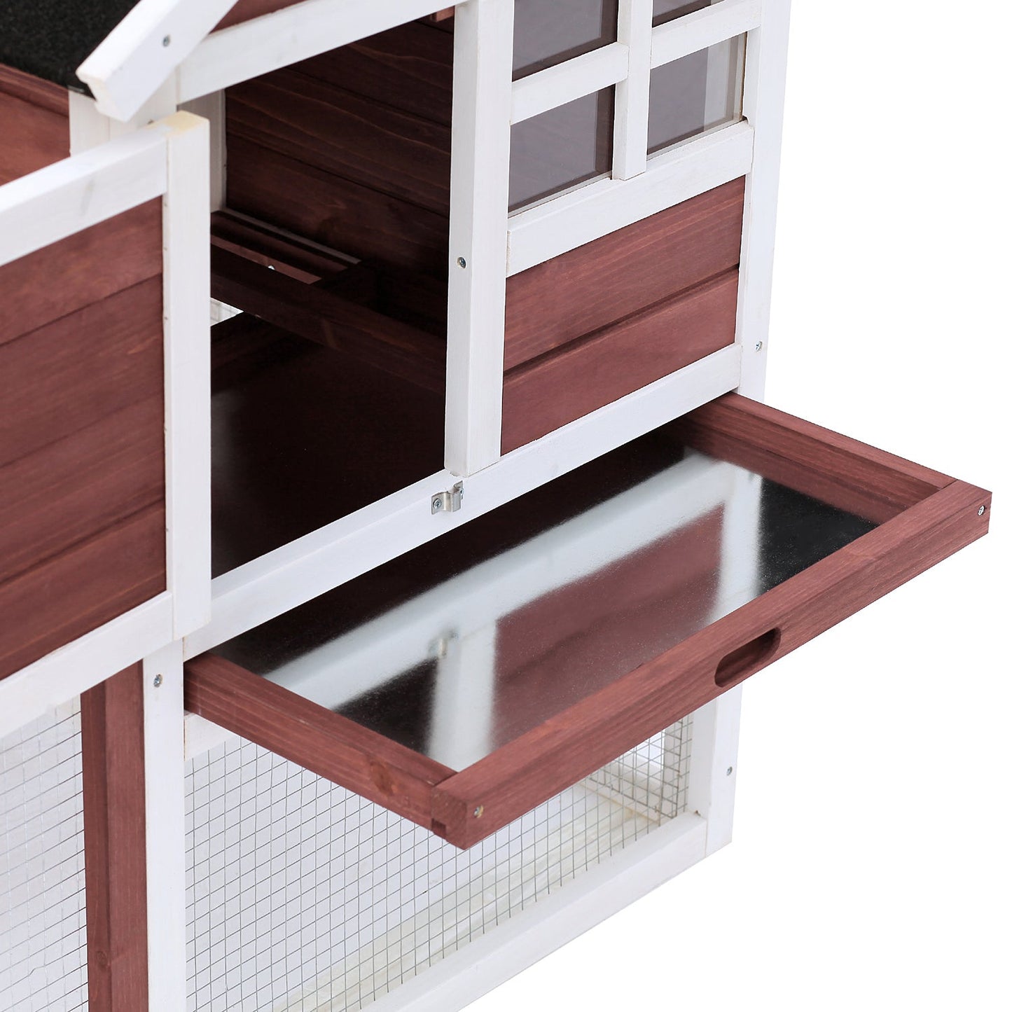 Rabbit Hutch Outdoor Wooden Guinea Pig Hutch Rabbit Run Bunny Cage Small Animal House Pull-Out Tray, Brown, 122 x 62.6 x 92 cm
