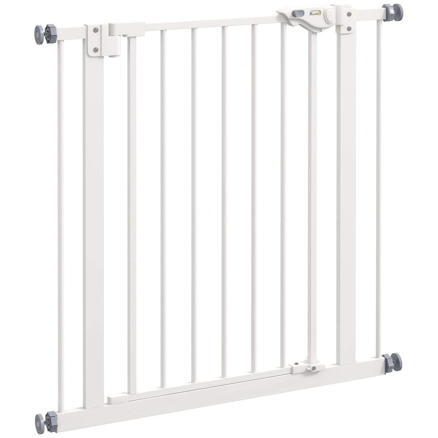 Dog Gate Stair Gate Pressure Fit Pets Barrier Auto Close for Doorway Hallway, 74-80cm Wide Adjustable, White