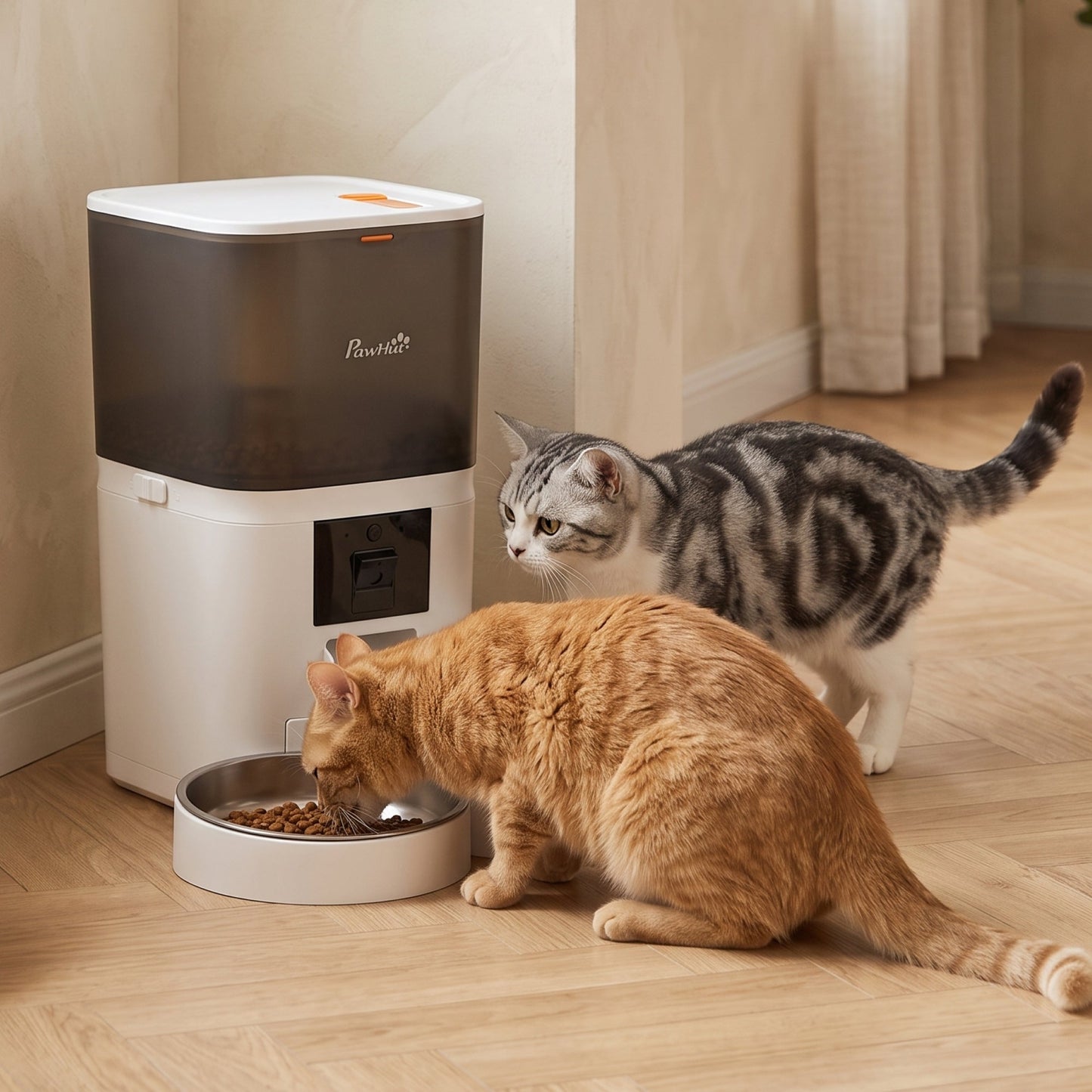 6L Smart Cat Feeder with HD Camera for 2 Cats Dual-band WiFi & App Timed Feeding