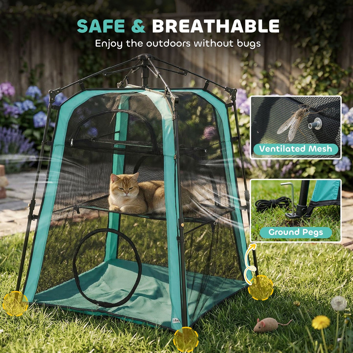 Catio, Outdoor Indoor Cat Enclosure Extra Large, Spacious Cat Tower Tents Playpen with Breathable Mesh, Carry Bag and Stakes, for Outside, Patios, Camping, Indoor Use