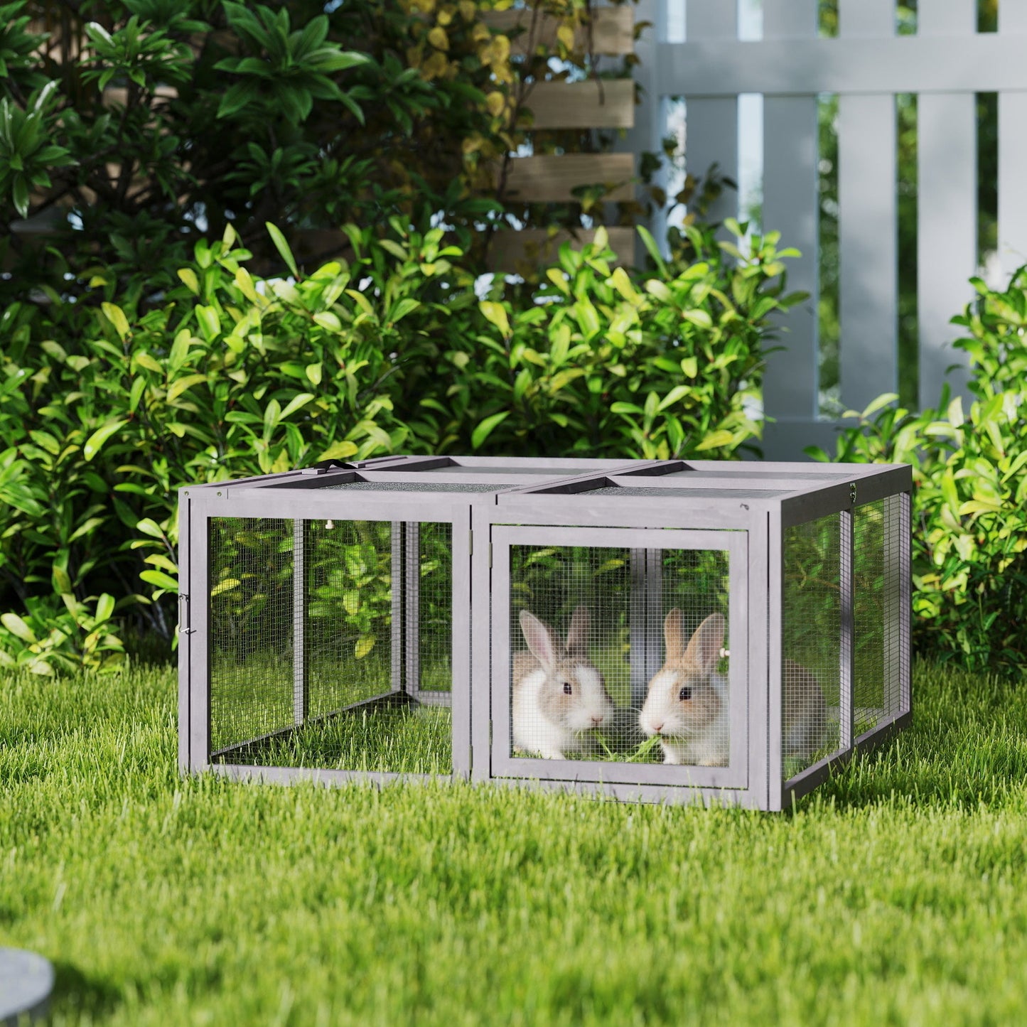Rabbit Hutch Outdoor, Foldable Guinea Pig House, Portable Rabbit Run, Chicken Cage, Duck Coop with Openable Top, for 3 Bunnies, Ducks, Chickens, 110 x 105 x 50 cm