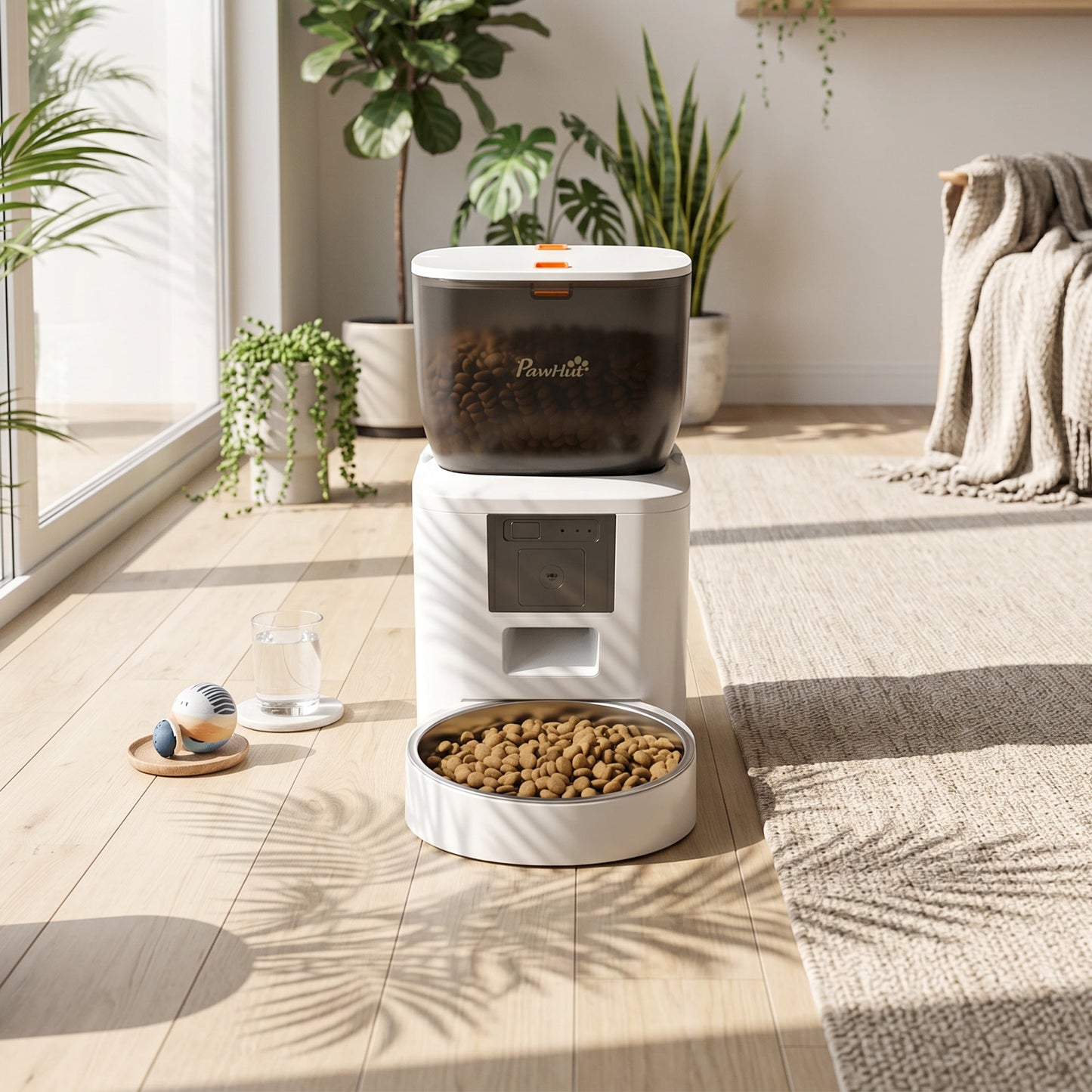 Automatic Cat Feeder with Camera, 2.4G WiFi, Smart APP Control 4L Pet Feeder 1-10 Meals with 2-Way Audio, Night Vision, Anti-Clogging, 10s Meal Call Back, Dual Power Supply, Detachable Clean