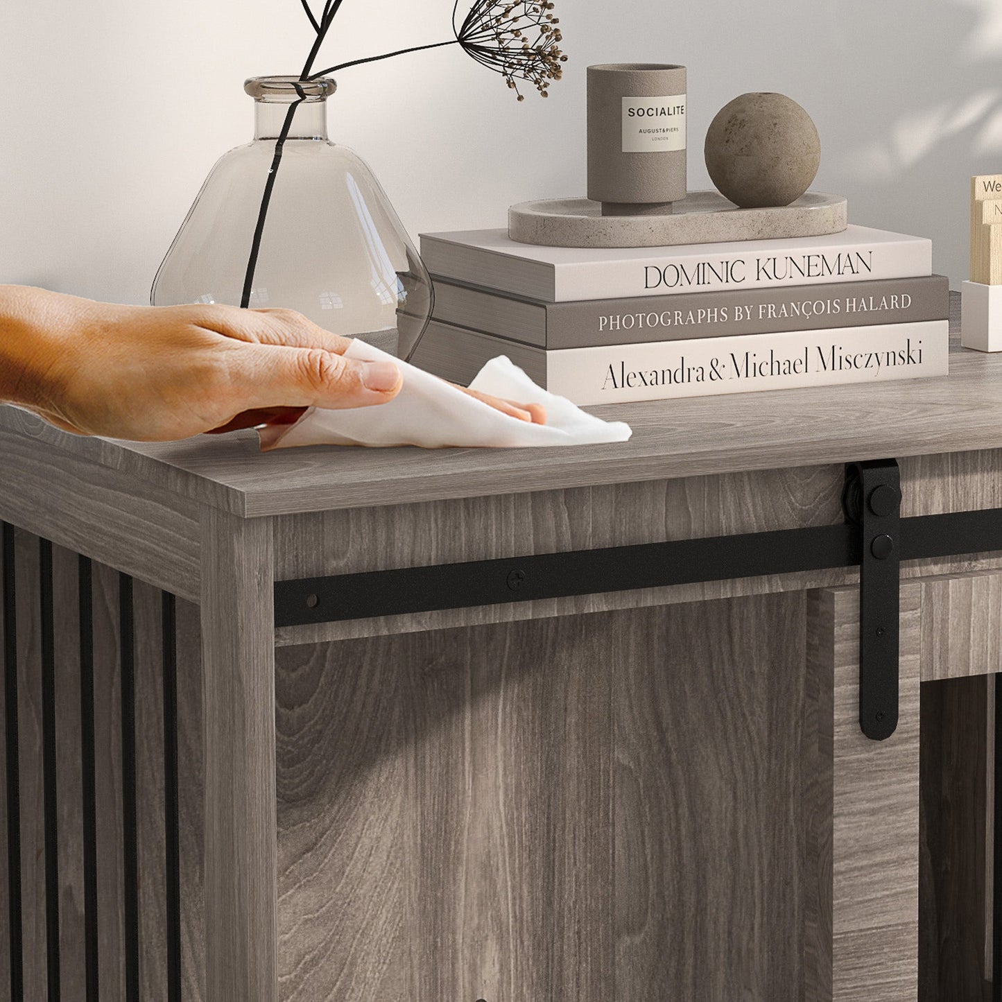 Dog Crate Furniture, Dog House Furniture Style for Medium Breeds, Pet Kennel with Removable Cushion for Indoor Use, 80 x 54 x 57cm, Brown