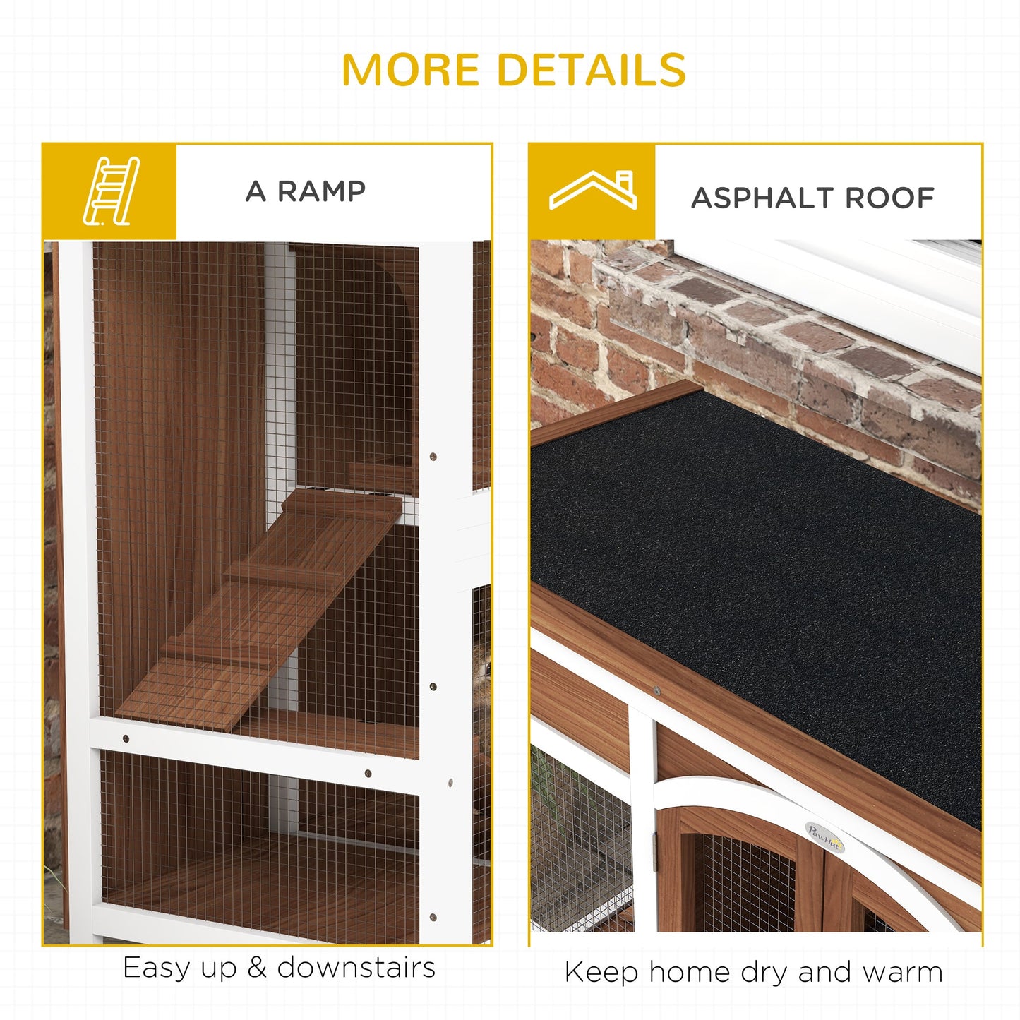 Rabbit Hutch Outdoor Guinea Pig Hutch 2 Tier Wooden Cage w/ Ramp, Divider, Openable Roof, 125 x 48 x 100cm - Brown