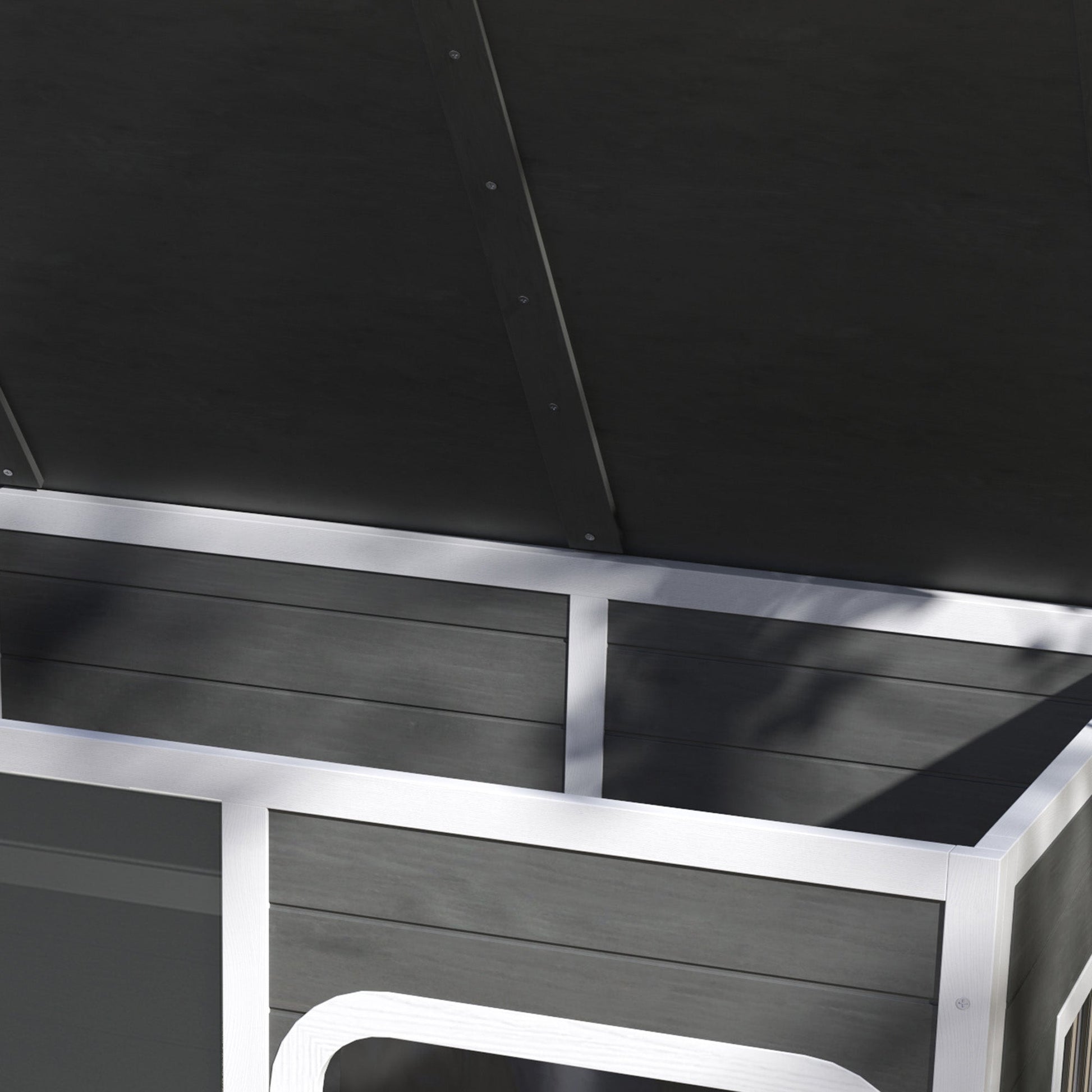 Outdoor Dog Kennel, Wooden Dog House with Asphalt Openable Top, Removable Floor, Clear Front Panel, Curtain, Windows, Dog Shelter for Small, Medium, Large Dogs, 103 x 77 x 83cm, Light Grey