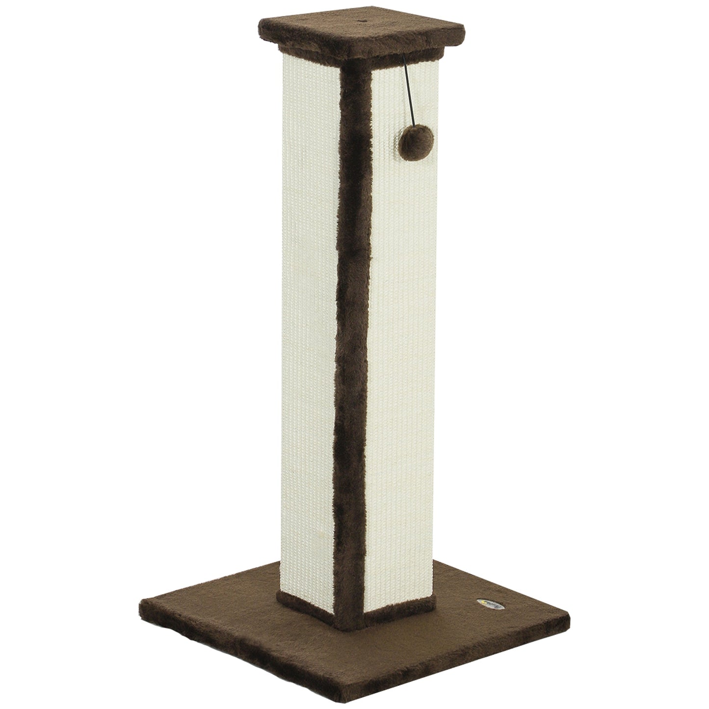 Cat Scratching Post for Indoor Cats, 81cm Cat Scratcher, Vertical Full Scratcher with Natural Sisal Rope, Hanging Ball and Soft Plush, Brown