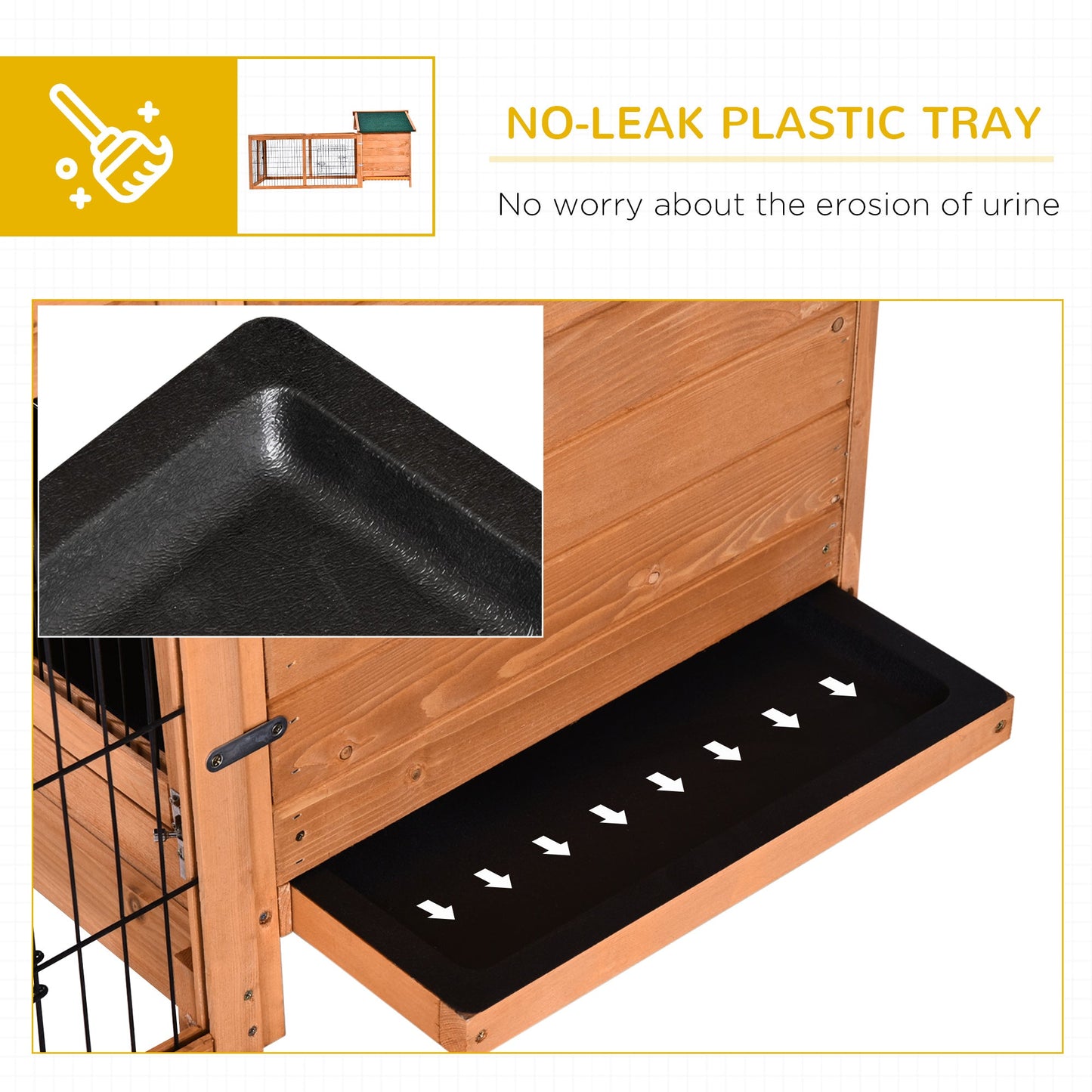 Wooden Rabbit Hutch Outdoor, Guinea Pig Hutch, Detachable Pet House Animal Cage with Openable Run & Roof Lockable Door Slide-out Tray 146 x 95 x 69cm