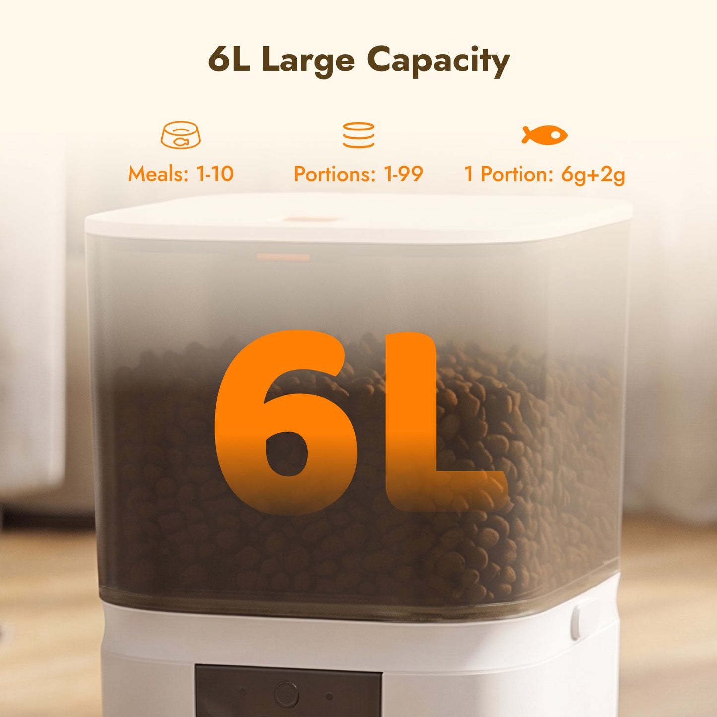 6L Smart Cat Feeder with HD Camera for 2 Cats Dual-band WiFi & App Timed Feeding