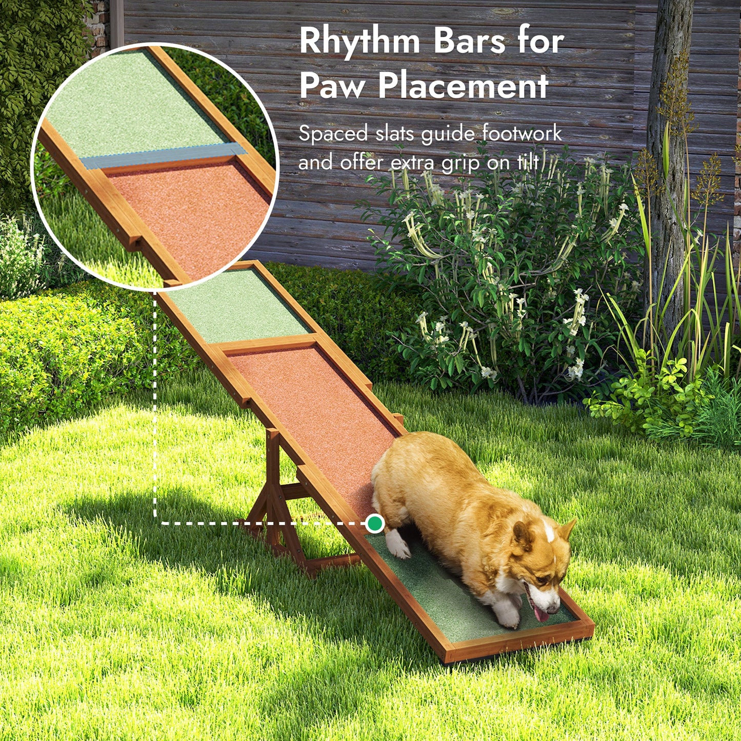 Pupstacle 180cm Wooden Dog Agility Seesaw with Anti-Slip Surface Natural