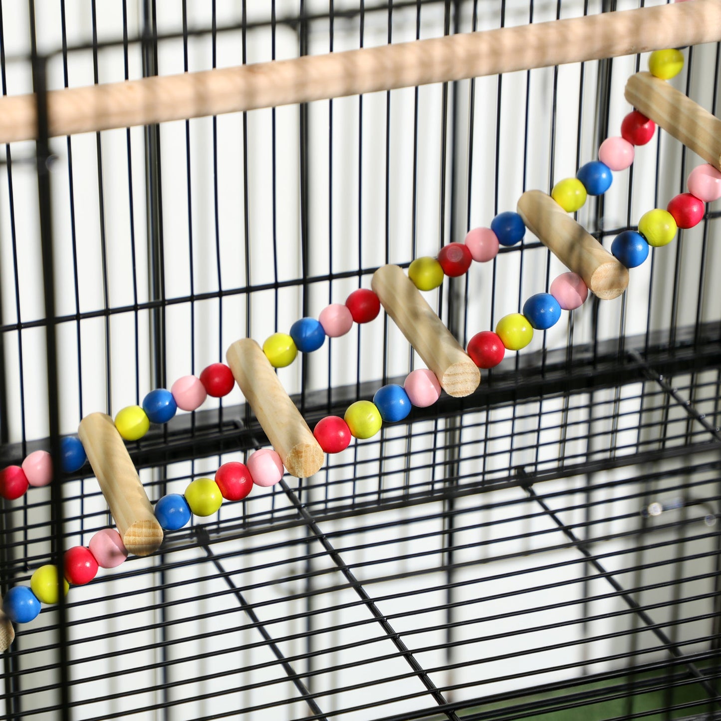 Large Bird Cage Budgie Cage with Stand, Toys, Wheels, Accessories, Storage Shelf for Canaries, Finches, Lovebirds, Parakeets - Black, 79 x 49 x 133 cm