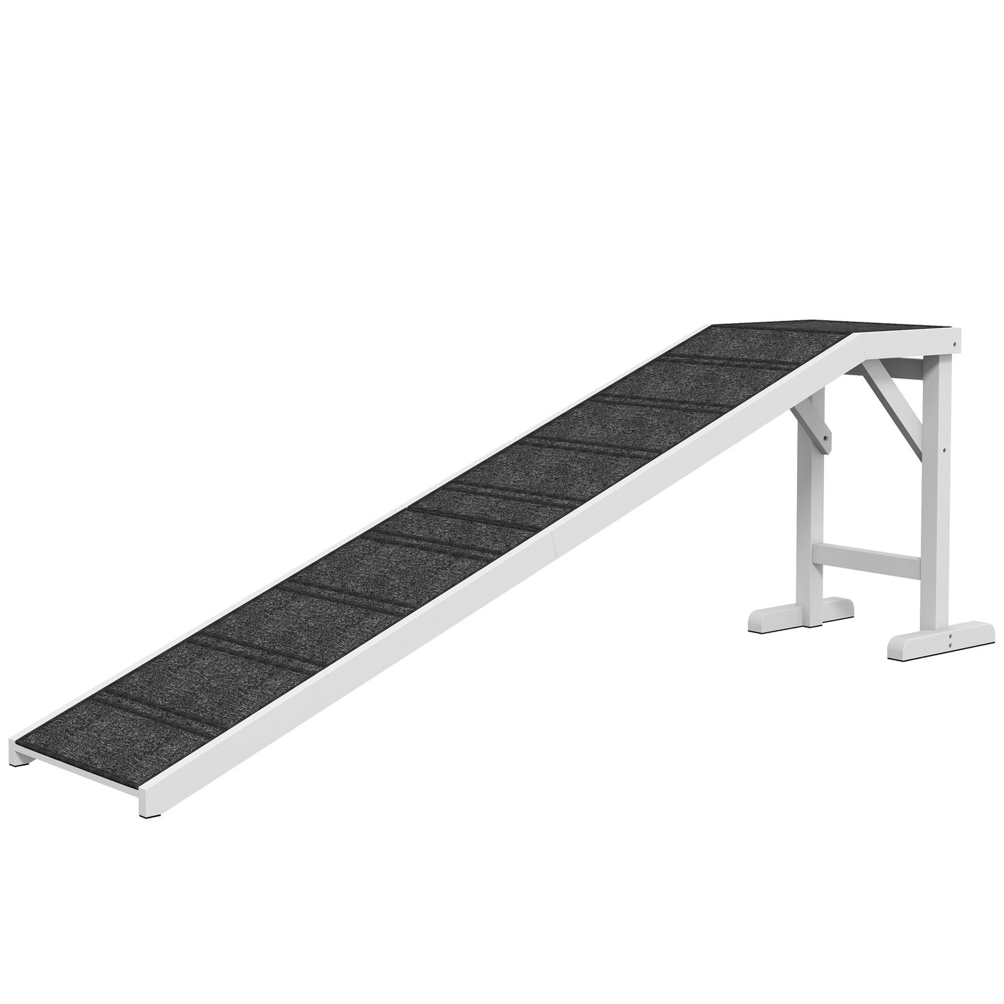 Dog Ramp for Bed, Pet Ramp for Dogs with Non-Slip Carpet and Top Platform, White & Grey