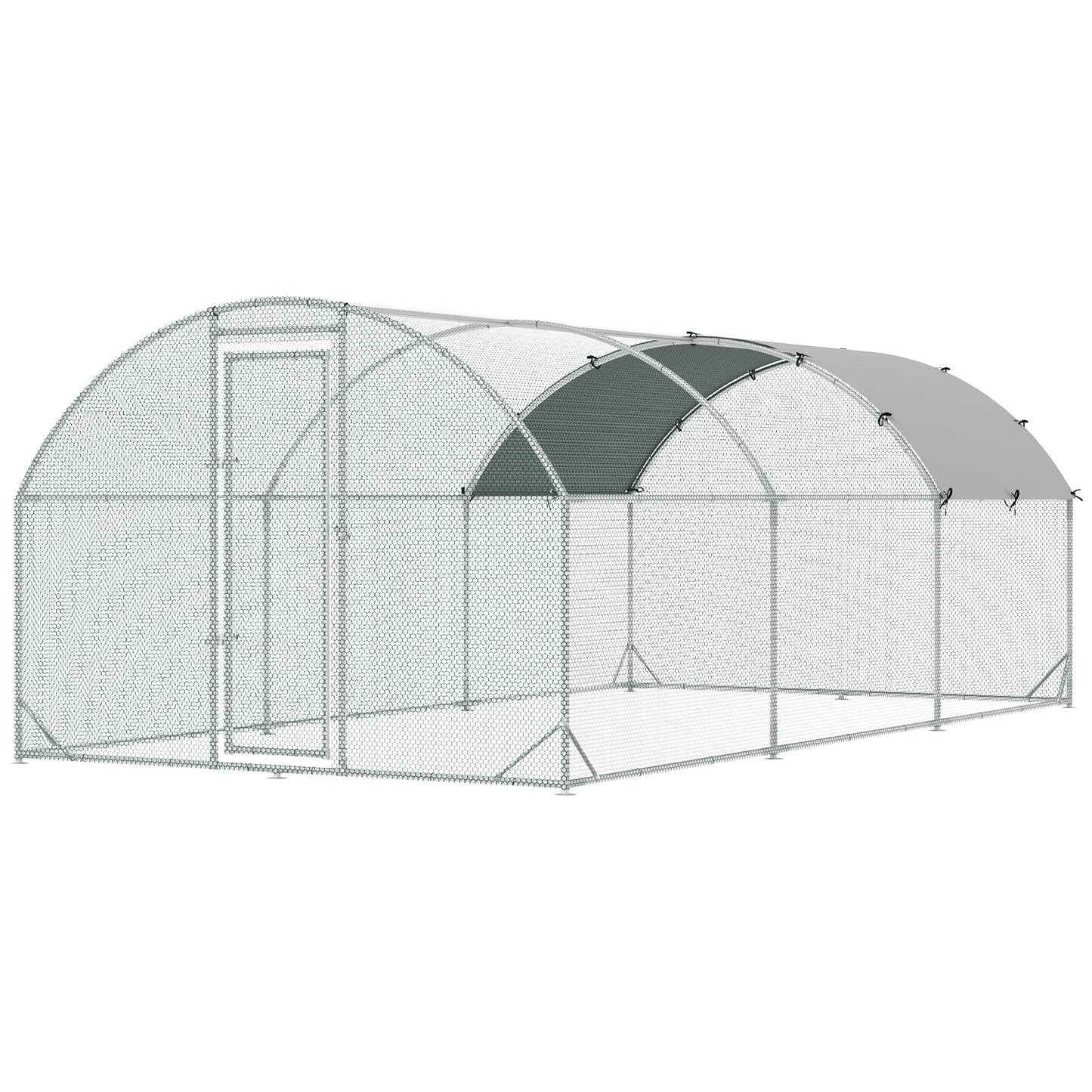 Walk In Chicken Run Galvanised Chicken Coop Hen Poultry House Cage Rabbit Hutch Pet Playpen Garden with Water-Resist Cover, 5.7 x 2.8 x 2m
