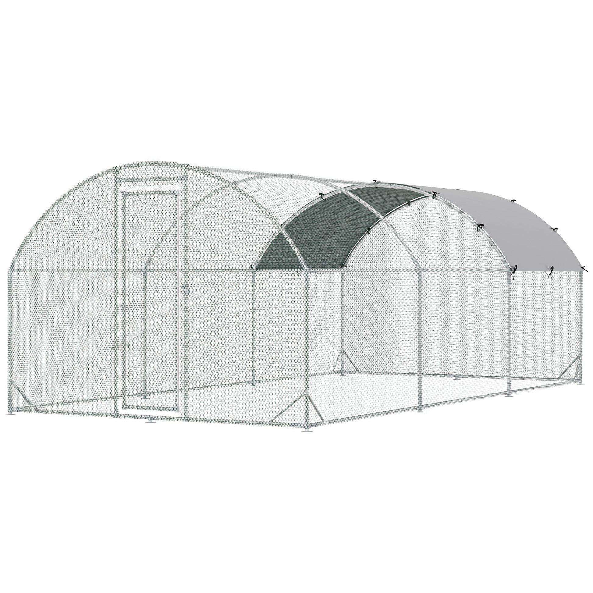 Walk In Chicken Run Galvanised Chicken Coop Hen Poultry House Cage Rabbit Hutch Pet Playpen Garden with Water-Resist Cover, 5.7 x 2.8 x 2m