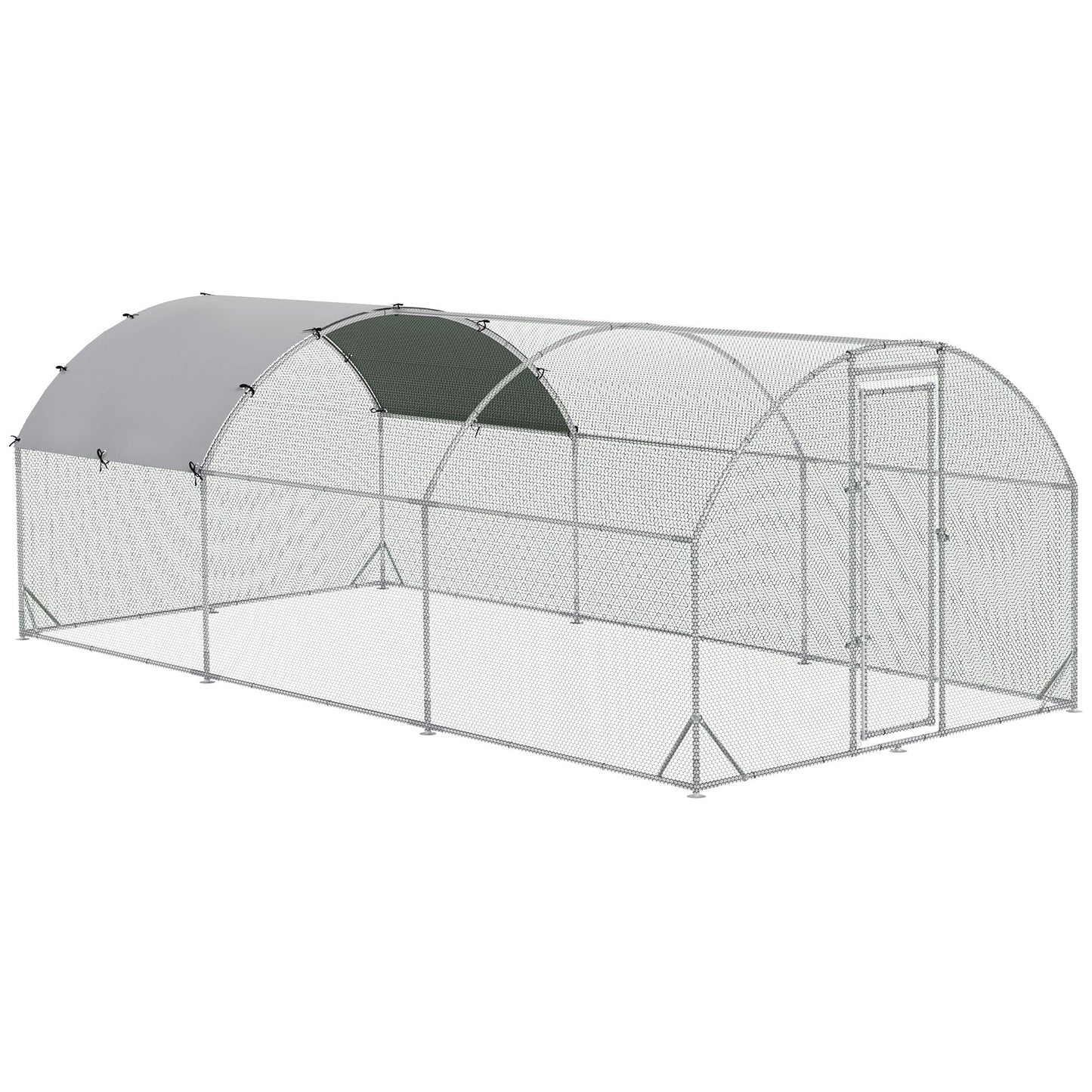 Walk In Chicken Run Galvanised Chicken Coop Hen Poultry House Cage Rabbit Hutch Pet Playpen Garden with Water-Resist Cover, 5.7 x 2.8 x 2m