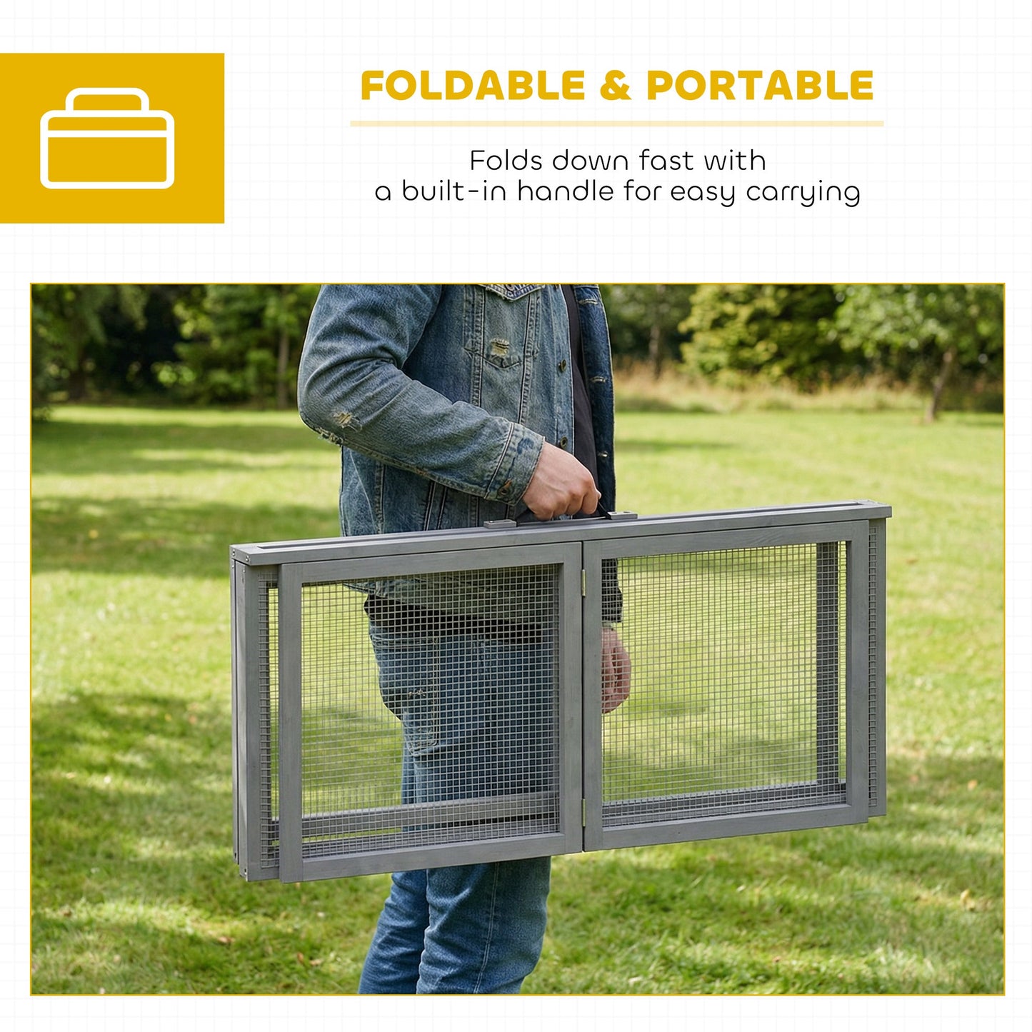 Rabbit Hutch Outdoor, Foldable Guinea Pig House, Portable Rabbit Run, Chicken Cage, Duck Coop with Openable Top, for 3 Bunnies, Ducks, Chickens, 110 x 105 x 50 cm