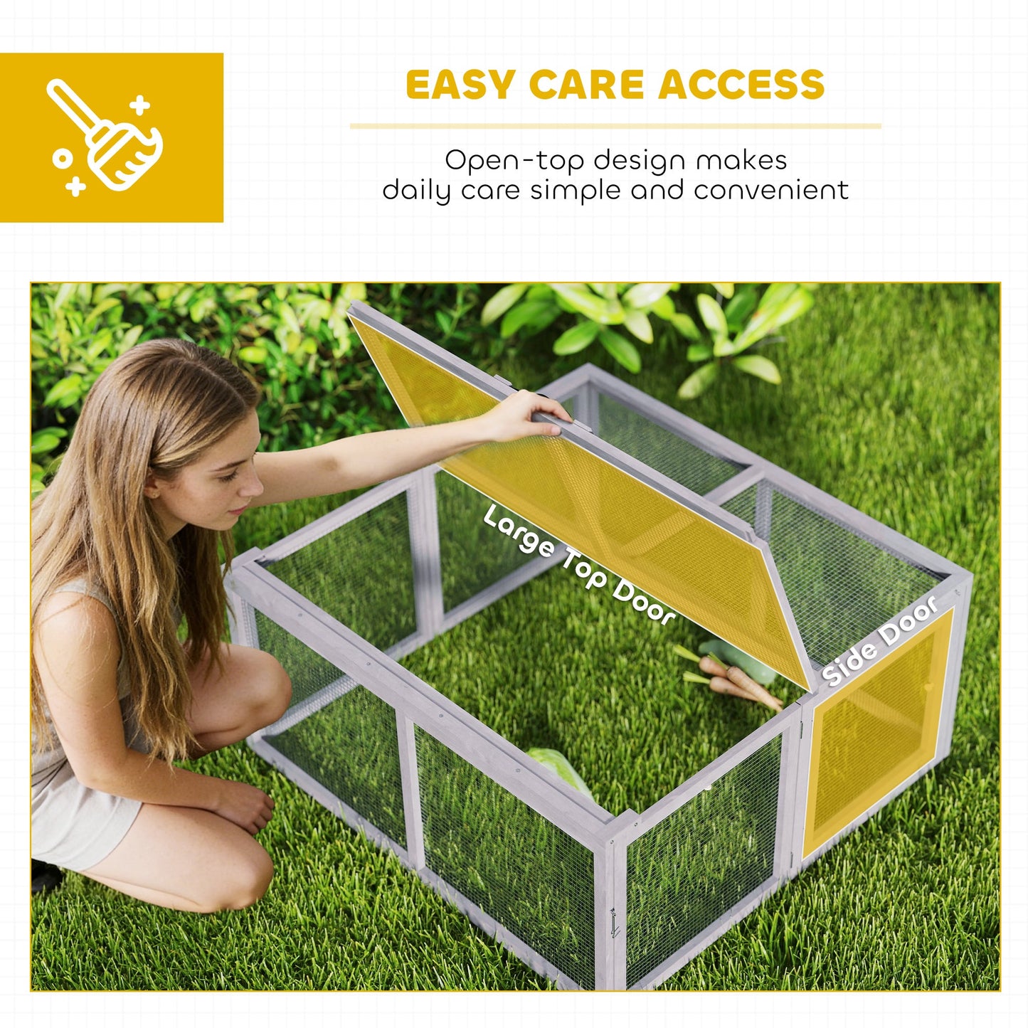 Rabbit Hutch Outdoor, Foldable Guinea Pig House, Portable Rabbit Run, Chicken Cage, Duck Coop with Openable Top, for 3 Bunnies, Ducks, Chickens, 110 x 105 x 50 cm