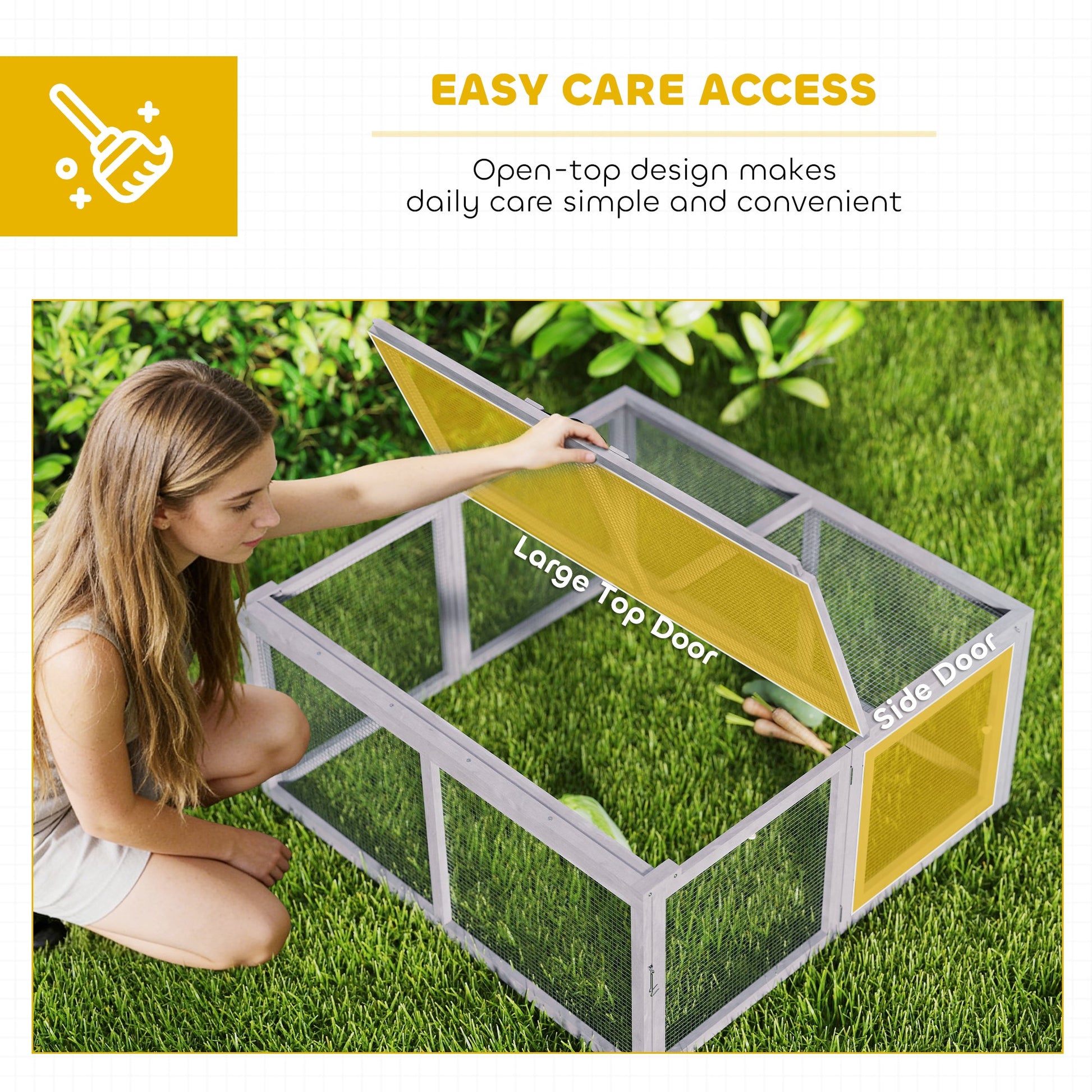 Rabbit Hutch Outdoor, Foldable Guinea Pig House, Portable Rabbit Run, Chicken Cage, Duck Coop with Openable Top, for 3 Bunnies, Ducks, Chickens, 110 x 105 x 50 cm
