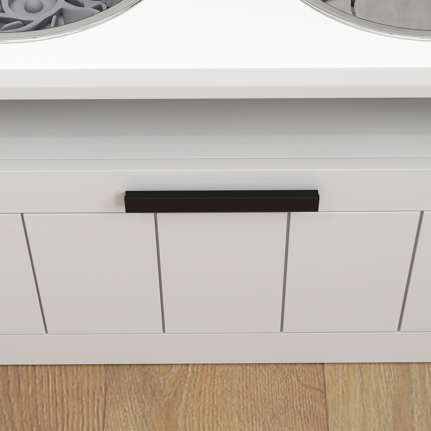 Raised Dog Bowl, Elevated Pet Bowls with Slow Feeder, Two Stainless Steel Bowls, Drawer, for Large & Extra Large Dogs, White