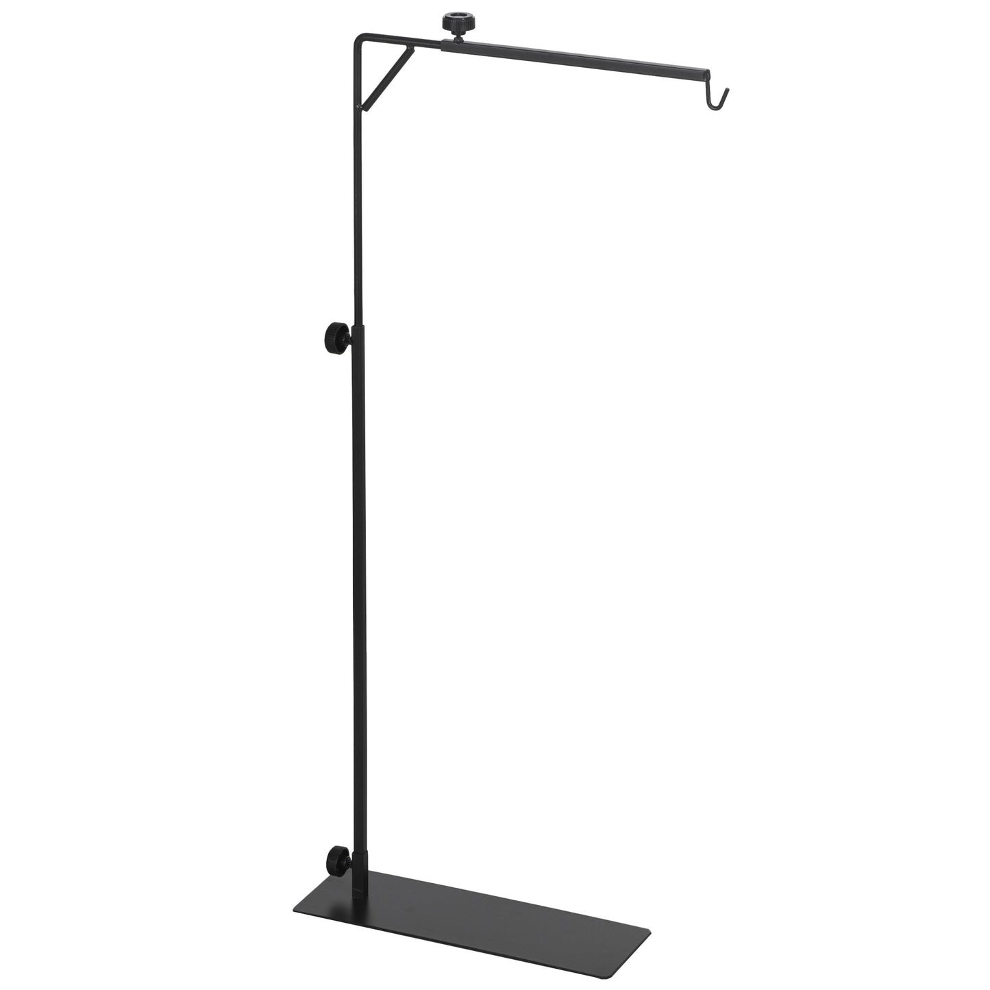 Reptile Lamp Stand, Adjustable Height and Width Heat Lamp for Reptile Amphibian Terrariums, Light Stand with Hook Hanging Steel Base, 86-129Hcm, 42-50Wcm - Black