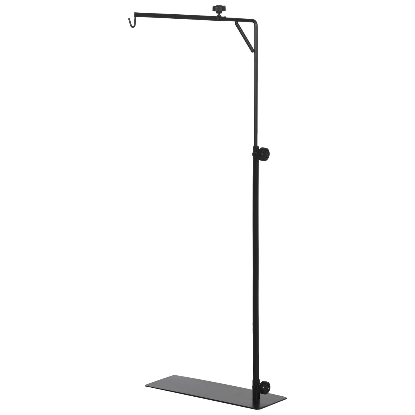 Reptile Lamp Stand, Adjustable Height and Width Heat Lamp for Reptile Amphibian Terrariums, Light Stand with Hook Hanging Steel Base, 86-129Hcm, 42-50Wcm - Black