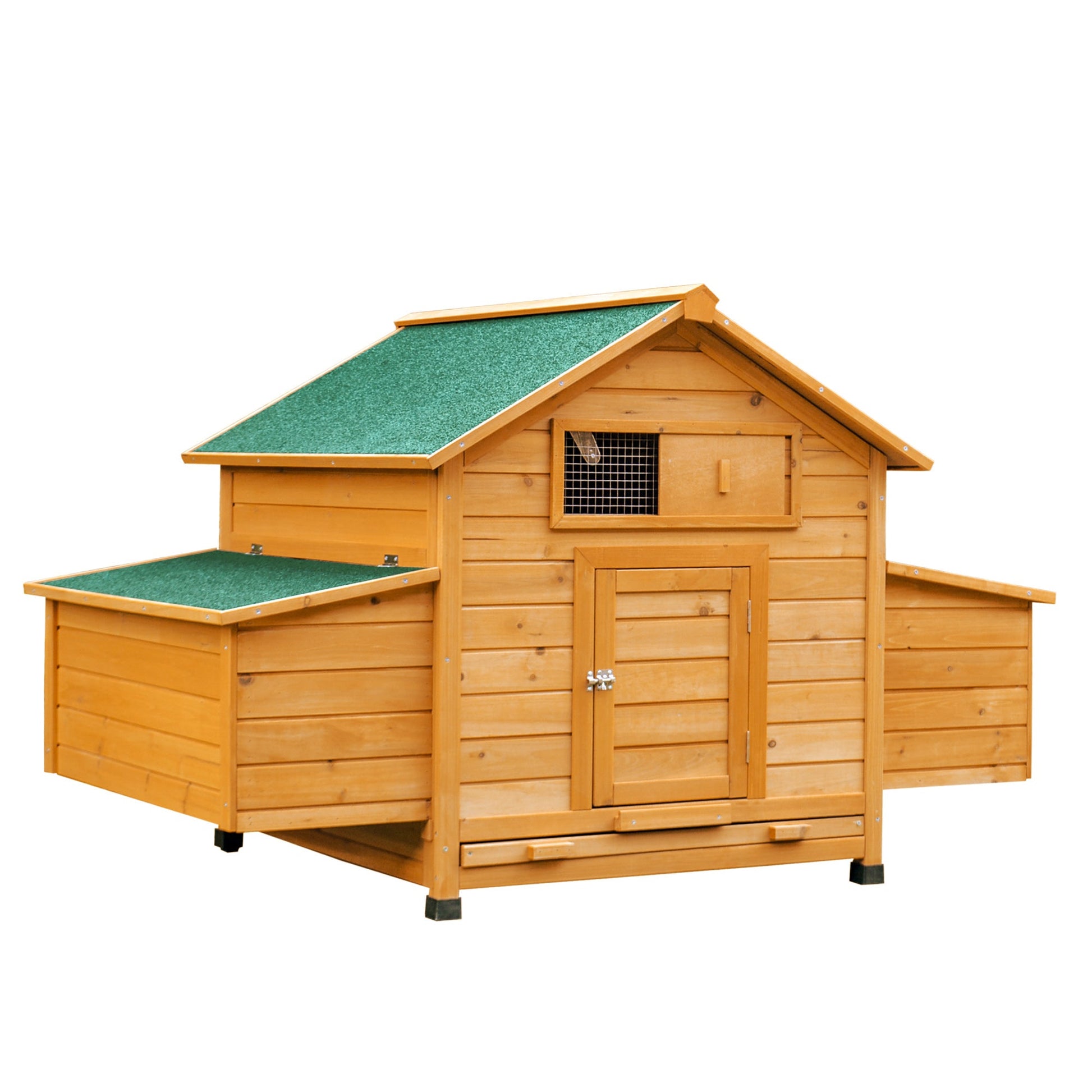 Wooden Chicken Coop, Poultry Cage with Nesting Boxes, Tray, Hen House for 2-4 Chickens, Yellow