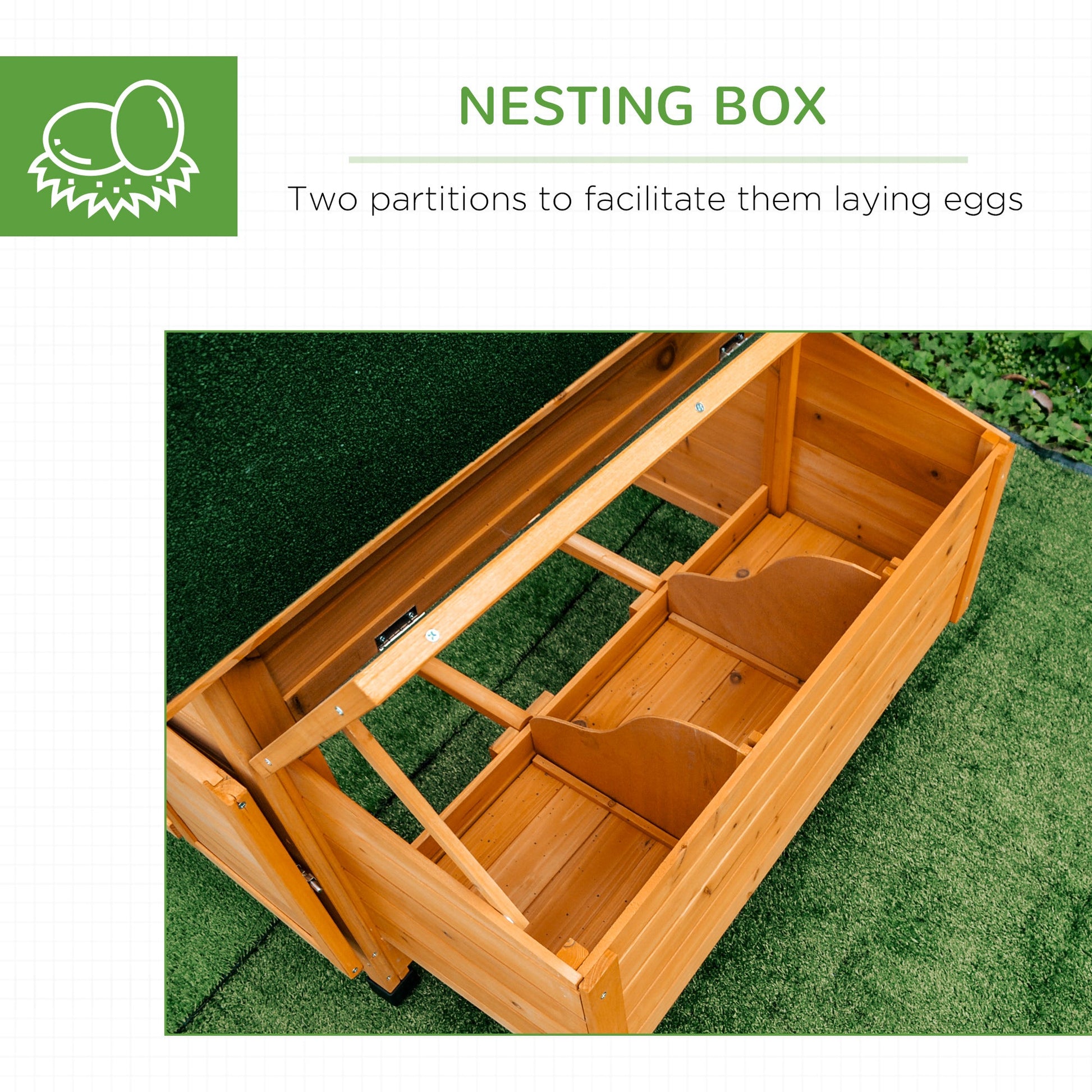 Wooden Chicken Coop, Poultry Cage with Nesting Boxes, Tray, Hen House for 2-4 Chickens, Yellow