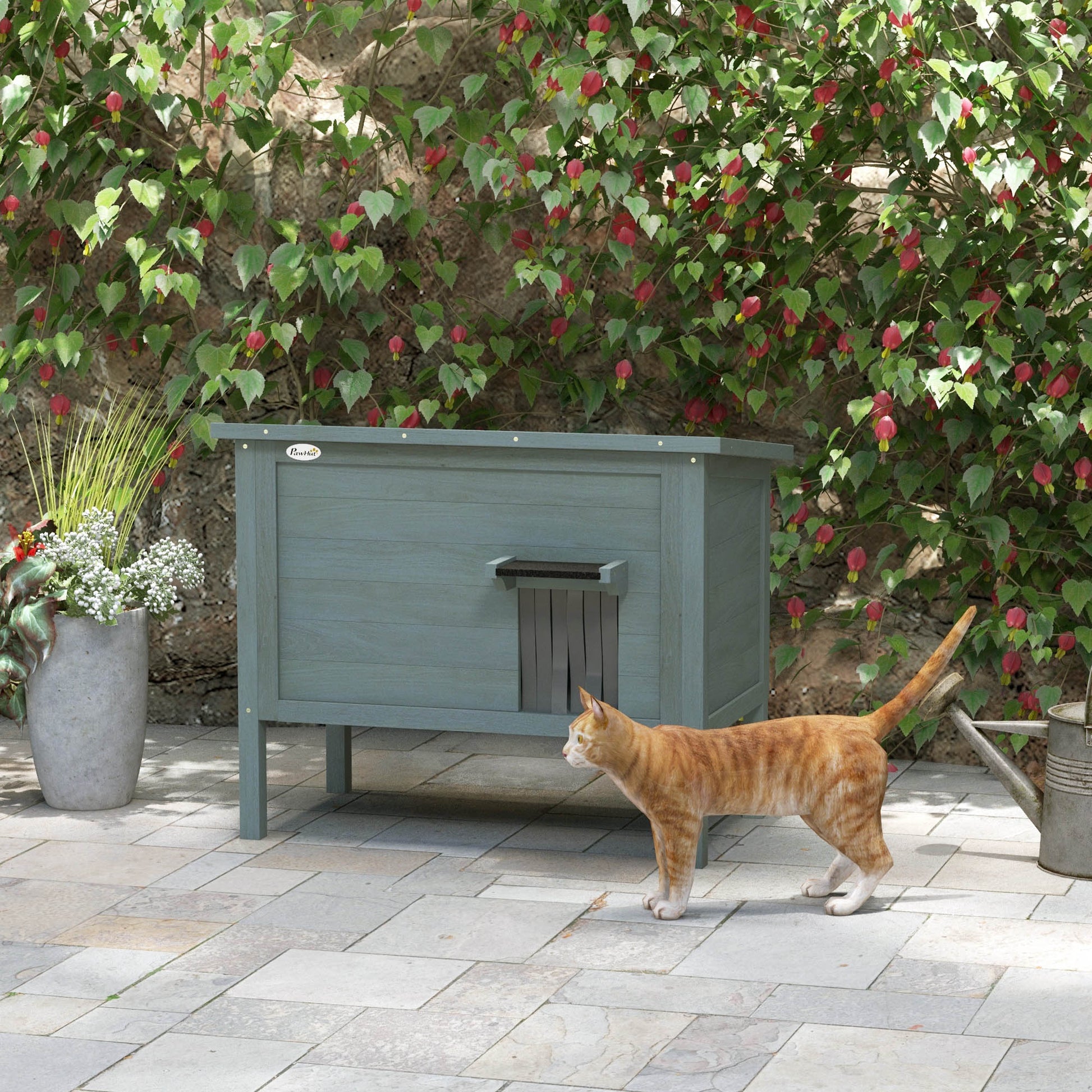 Outdoor Cat House, Feral Insulate Wooden Kitten House with Removable Floor, Water-Resistant Openable Roof, 85 x 50 x 68.5cm - Charcoal Grey