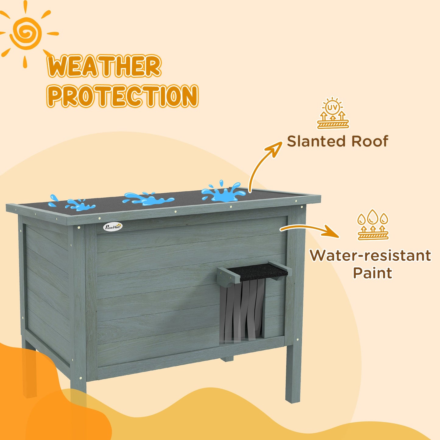 Outdoor Cat House, Feral Insulate Wooden Kitten House with Removable Floor, Water-Resistant Openable Roof, 85 x 50 x 68.5cm - Charcoal Grey