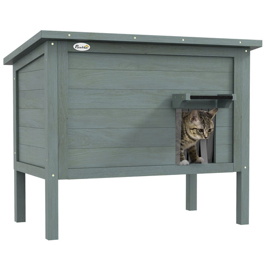 Outdoor Cat House, Feral Insulate Wooden Kitten House with Removable Floor, Water-Resistant Openable Roof, 85 x 50 x 68.5cm - Charcoal Grey