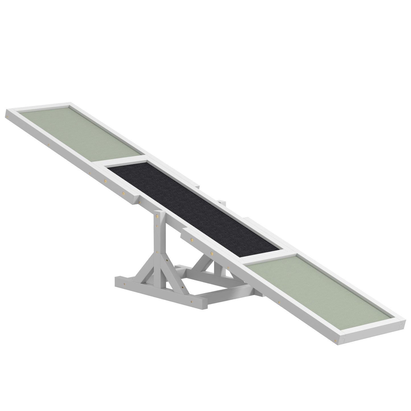 Wooden Pet Seesaw for Big Dogs, Agility Training Equipment for Dogs with Anti-Slip surface, 180 x 30 x 30cm - White
