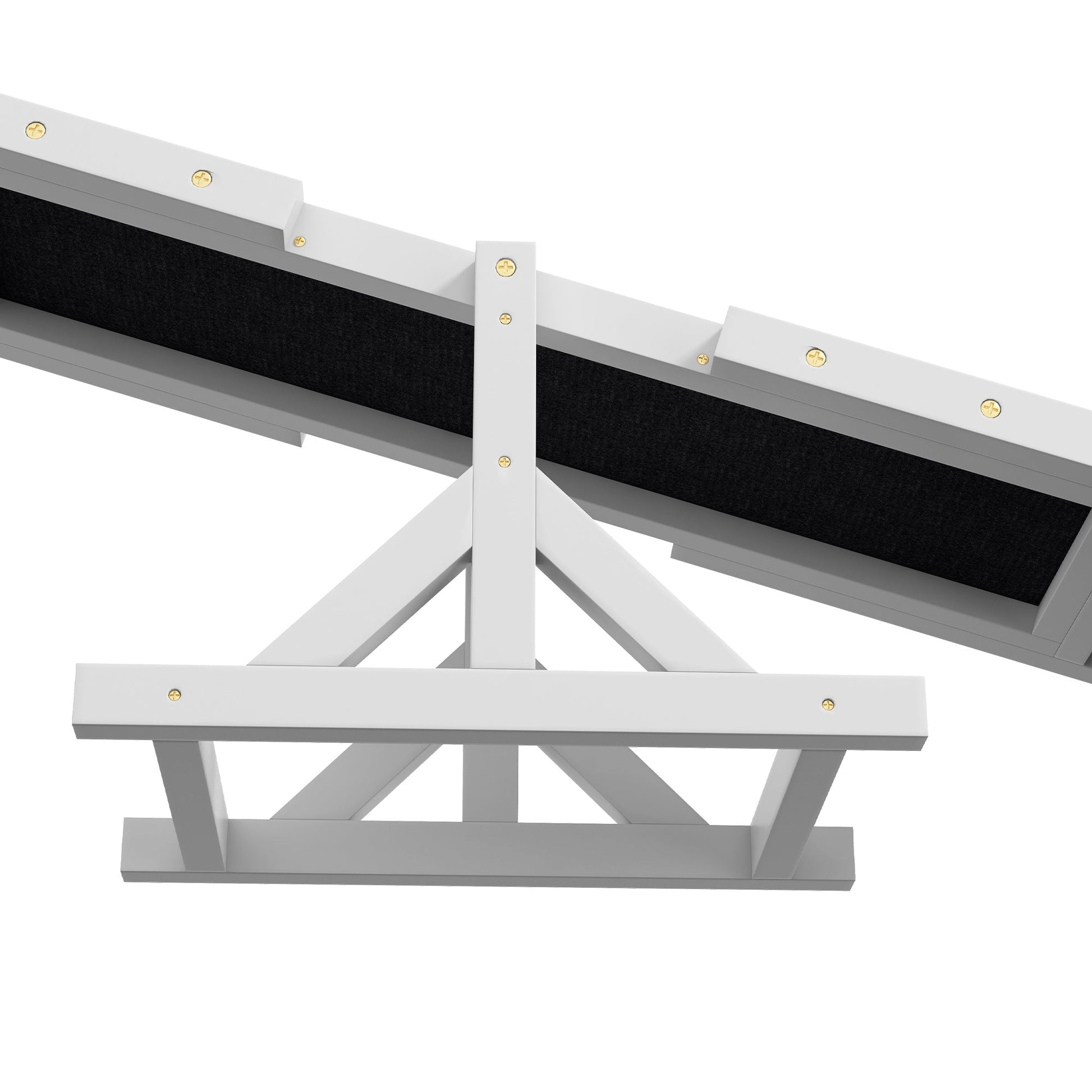 Wooden Pet Seesaw for Big Dogs, Agility Training Equipment for Dogs with Anti-Slip surface, 180 x 30 x 30cm - White