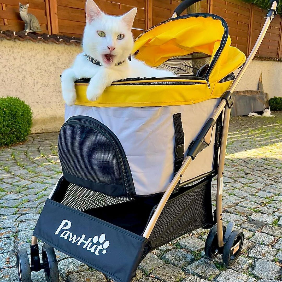 3 in 1 Pet Pushchair Detachable Design with Universal Wheels for Small Dogs Cats Yellow