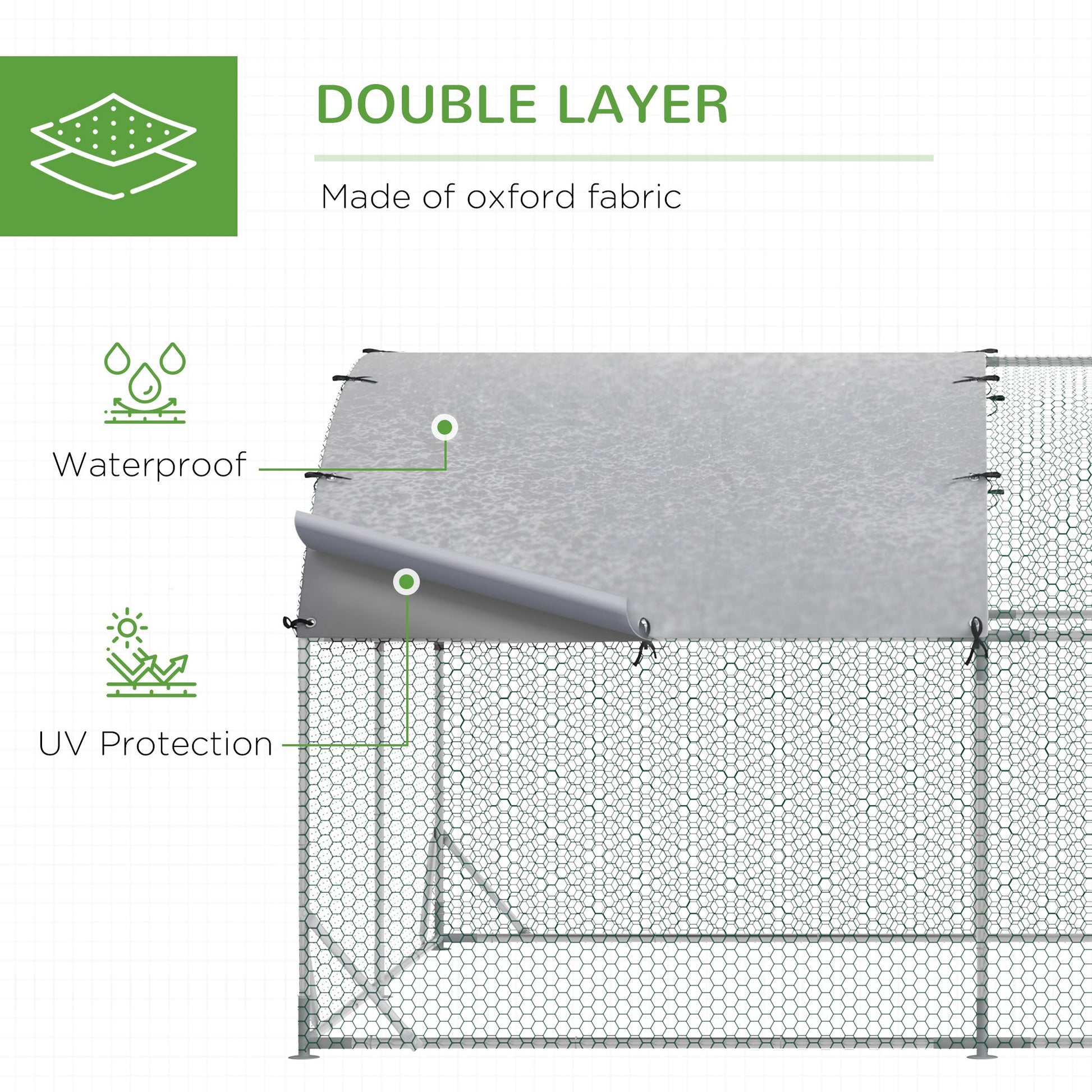 Walk In Chicken Run Galvanised Chicken Coop Hen Poultry House Cage Pet Playpen Garden with Two Water-Resist Covers, 7.6 x 2.8 x 2m
