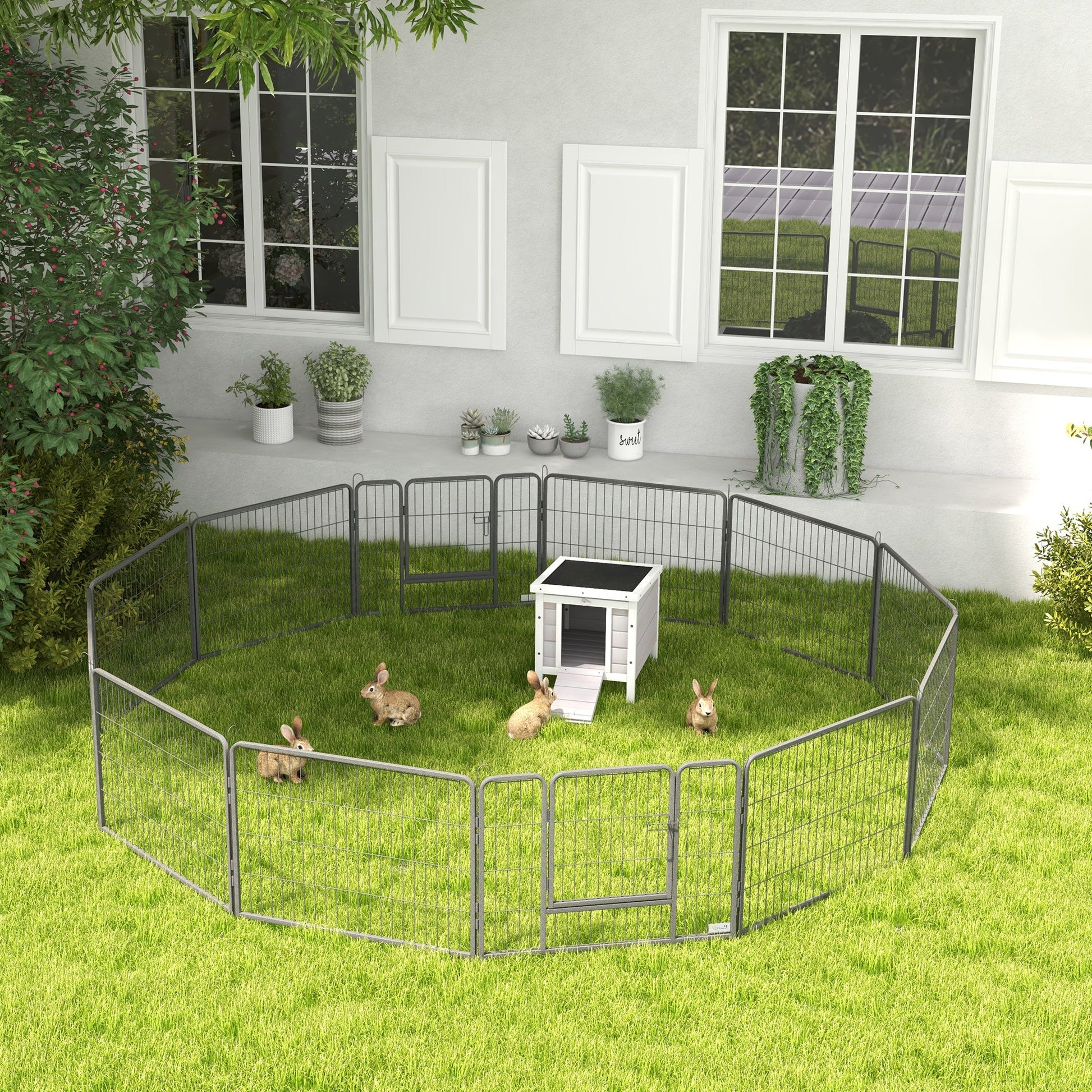 Dog Pen 12 Panels Puppy Pen Heavy Duty Pet Playpen for Indoor Outdoor for Dogs, Rabbits, Ducks 60cm High
