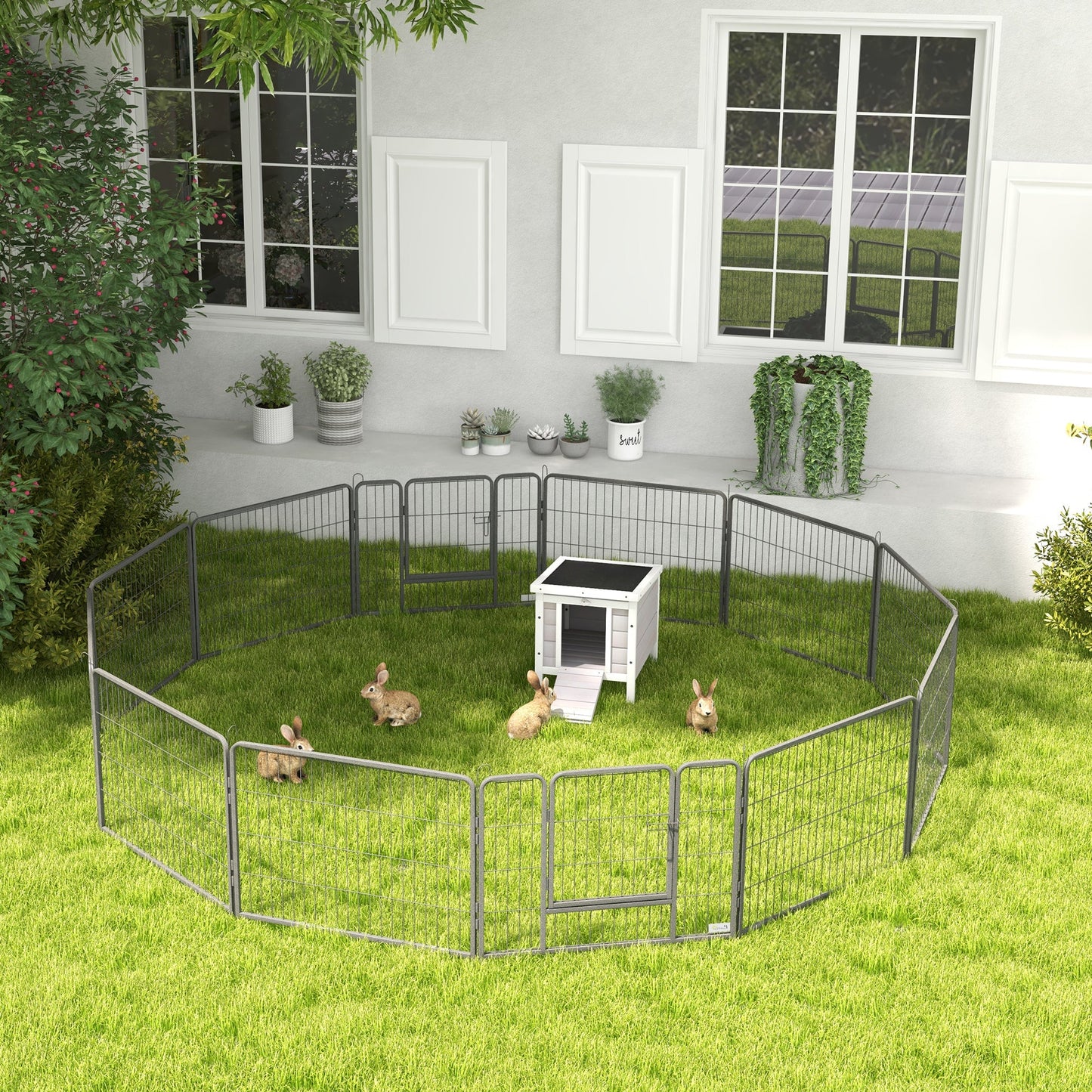 Dog Pen 12 Panels Puppy Pen Heavy Duty Pet Playpen for Indoor Outdoor for Dogs, Rabbits, Ducks 60cm High