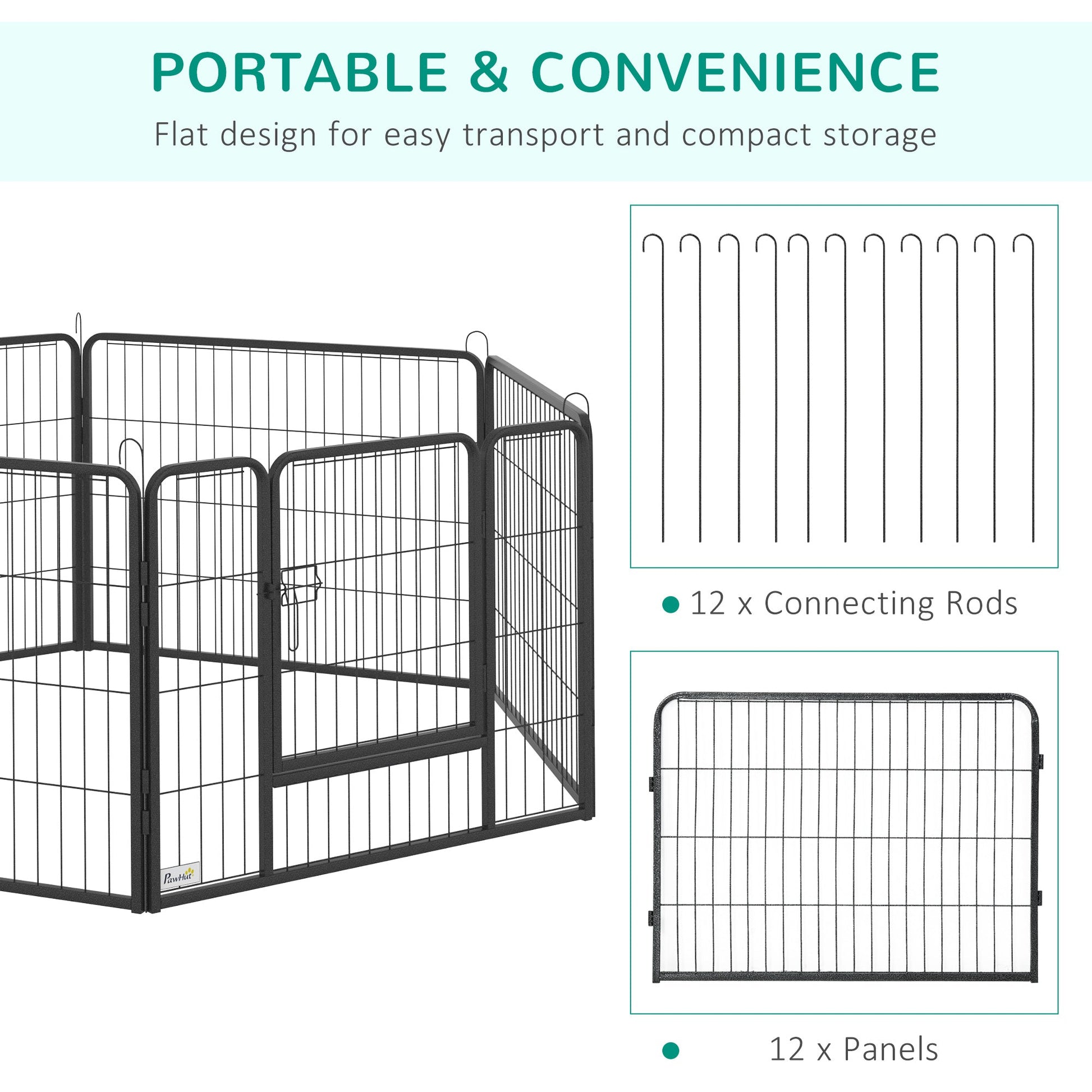 Dog Pen 12 Panels Puppy Pen Heavy Duty Pet Playpen for Indoor Outdoor for Dogs, Rabbits, Ducks 60cm High