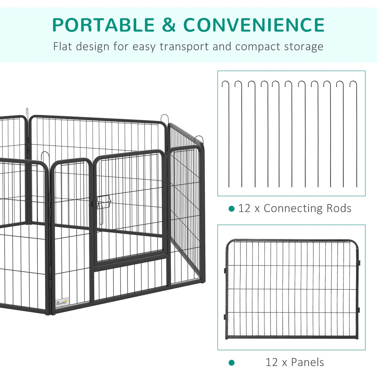 Dog Pen 12 Panels Puppy Pen Heavy Duty Pet Playpen for Indoor Outdoor for Dogs, Rabbits, Ducks 60cm High