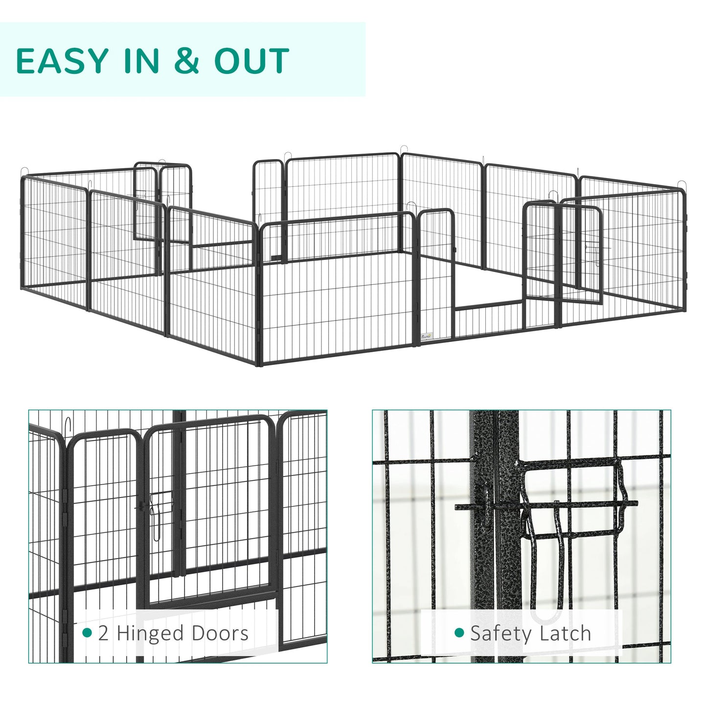Dog Pen 12 Panels Puppy Pen Heavy Duty Pet Playpen for Indoor Outdoor for Dogs, Rabbits, Ducks 60cm High