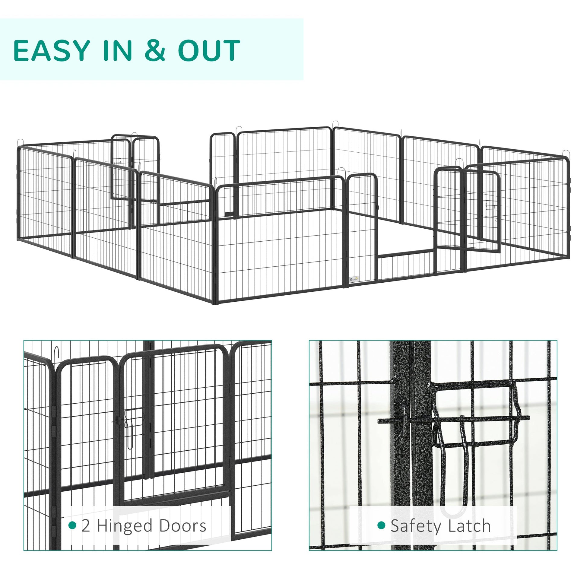 Dog Pen 12 Panels Puppy Pen Heavy Duty Pet Playpen for Indoor Outdoor for Dogs, Rabbits, Ducks 60cm High