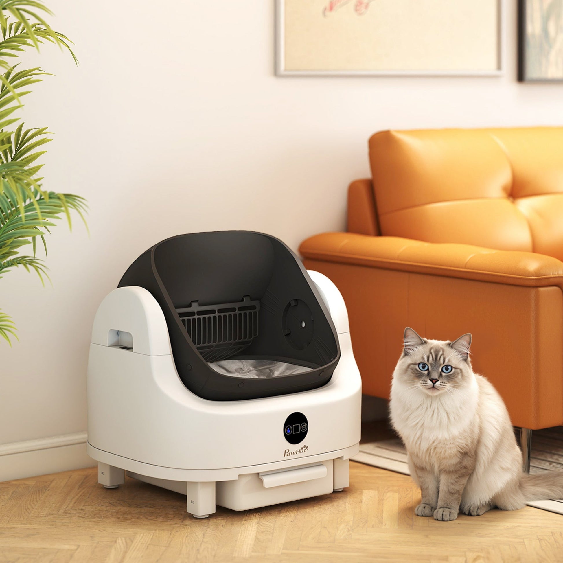 Self Cleaning Cat Litter Tray Top Opening Design, Automatic Litter Box More Space for Multiple & Senior, Large Cats, Integrated Security Protection, Odor-Free,  Instant Cleaning & Easy Scooping