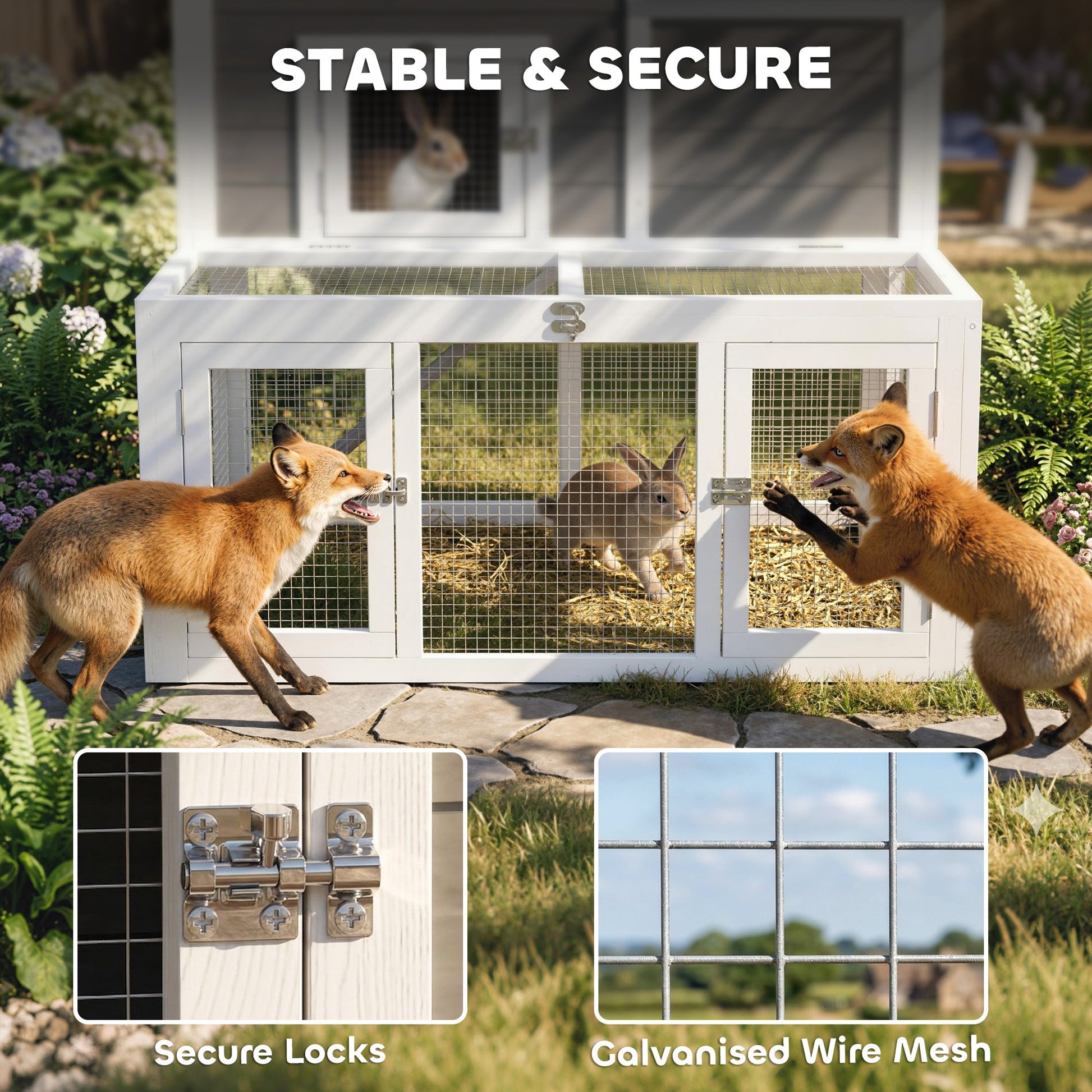 Wooden Rabbit Hutch, Indoor Outdoor Bunny Cage with Waterproof & Openable Roof, Pull Out Tray and Ramp, Guinea Pig Hutch for 1-2 Rabbits, 97 x 75.5 x 90 cm, Grey