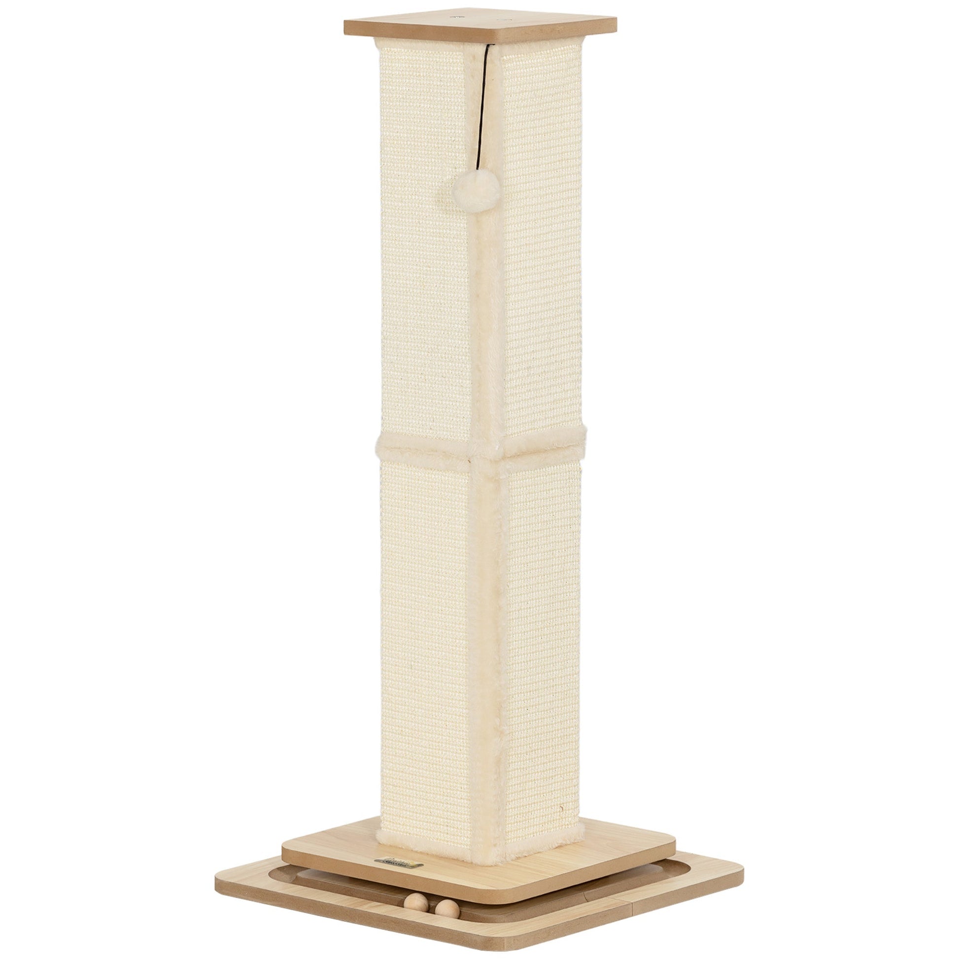 Cat Scratching Post, 87cm Cat Scratcher with Sisal Scratching Post, Track Ball Toy, Hanging Ball, 3 in 1 Cat Scratcher Post for Indoor Kittens