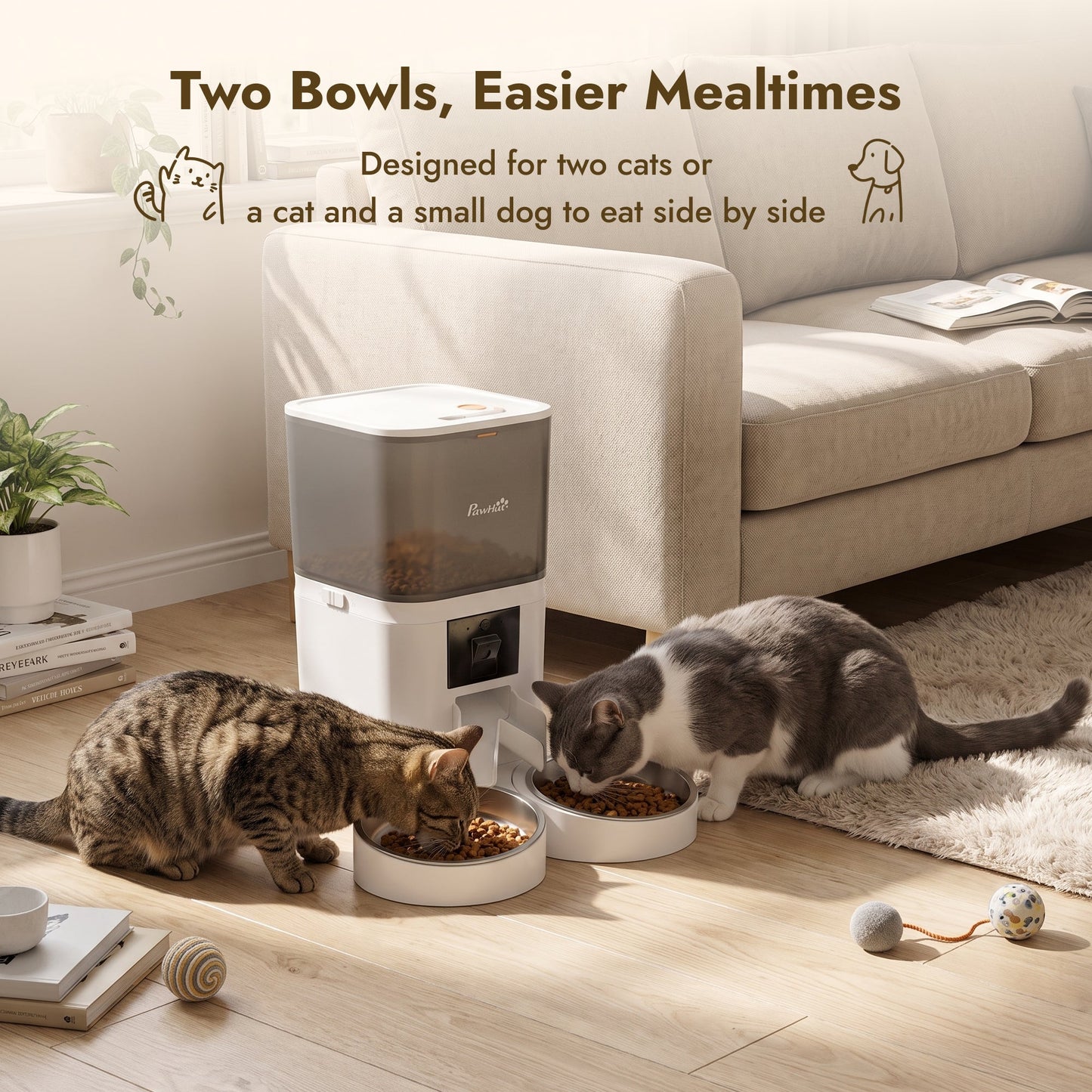 6L Smart Cat Feeder with HD Camera for 2 Cats Dual-band WiFi & App Timed Feeding