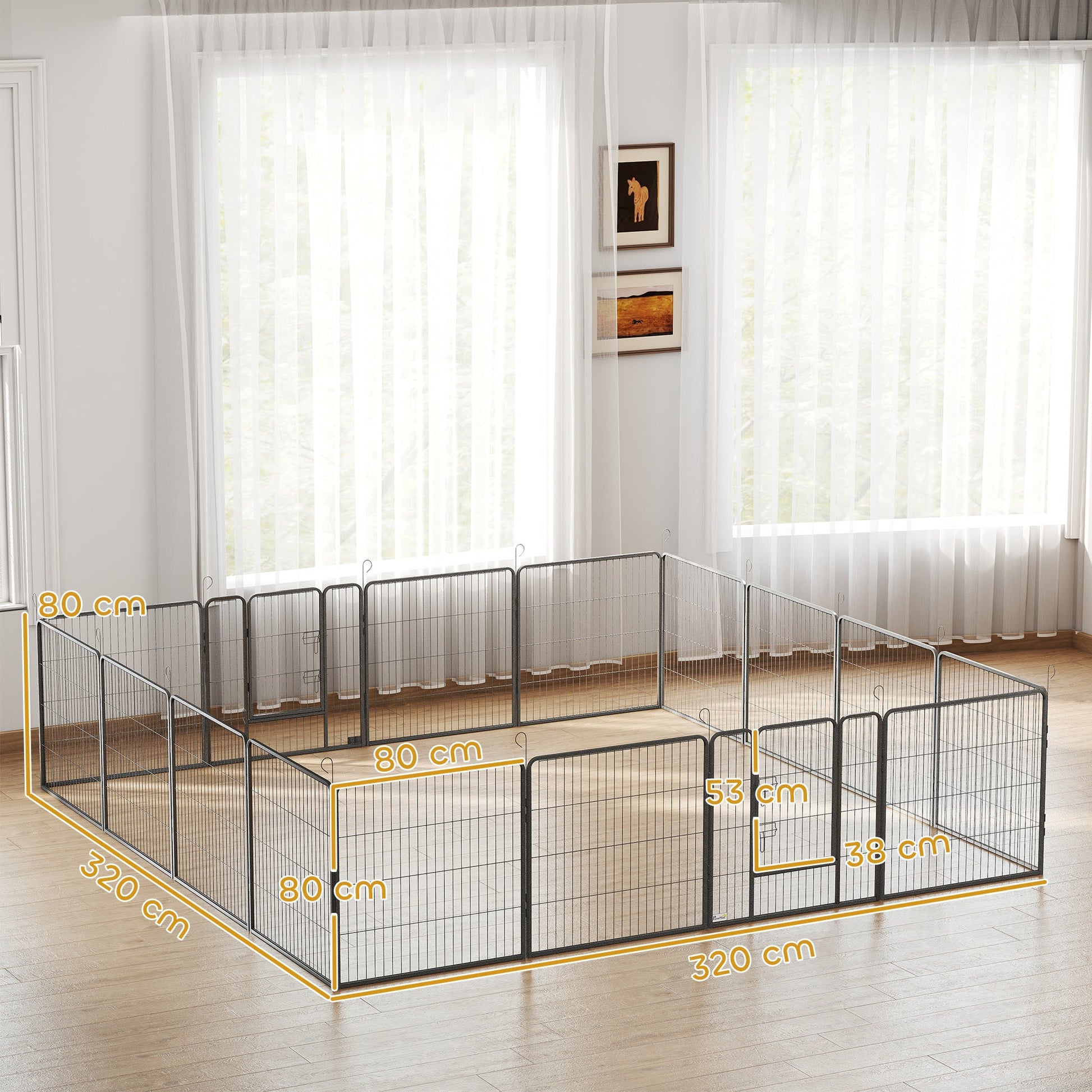 Dog Pen 16 Panels Puppy Pen Heavy Duty Pet Playpen for Indoor Outdoor for Dogs, Rabbits, Ducks 80cm High