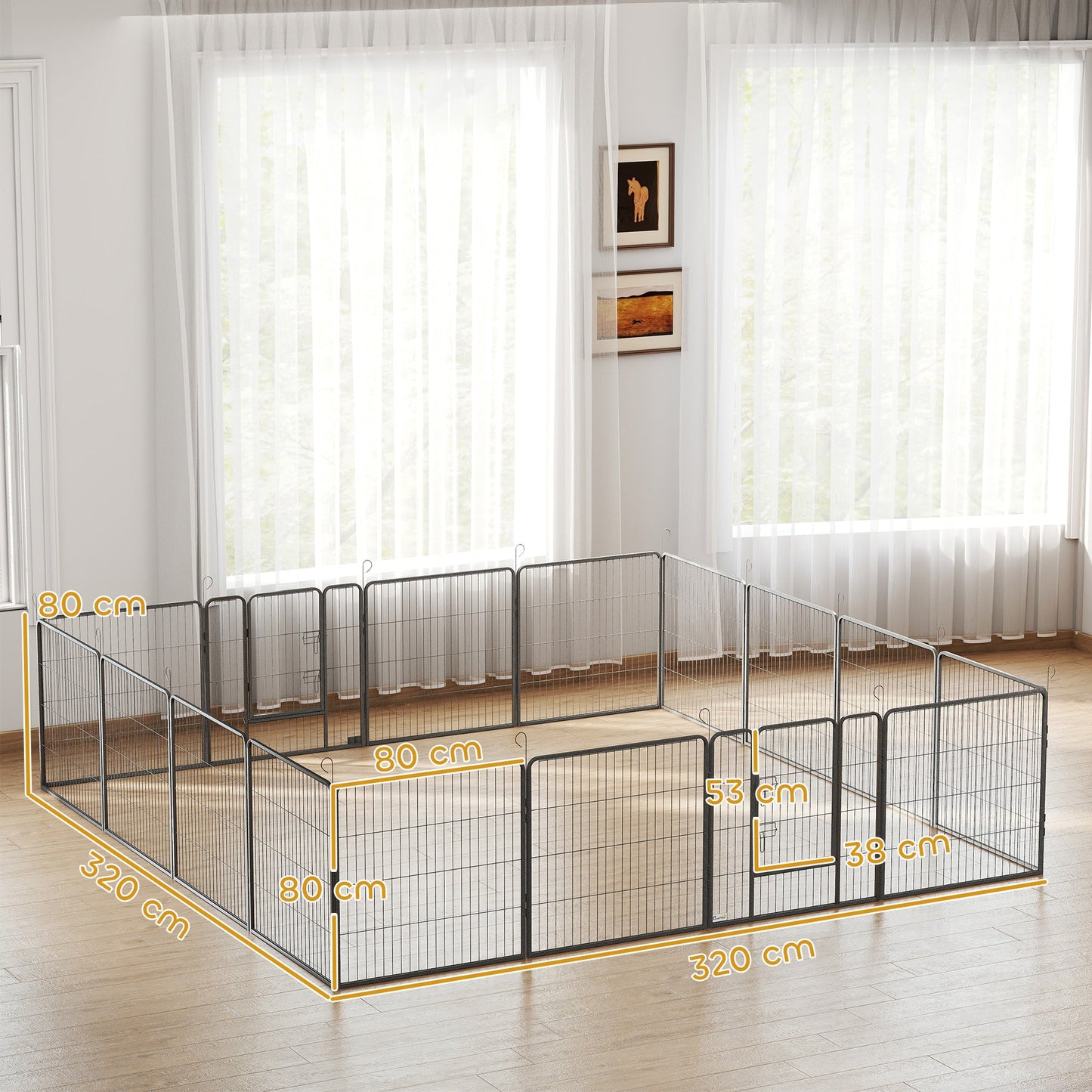 Dog Pen 16 Panels Puppy Pen Heavy Duty Pet Playpen for Indoor Outdoor for Dogs, Rabbits, Ducks 80cm High