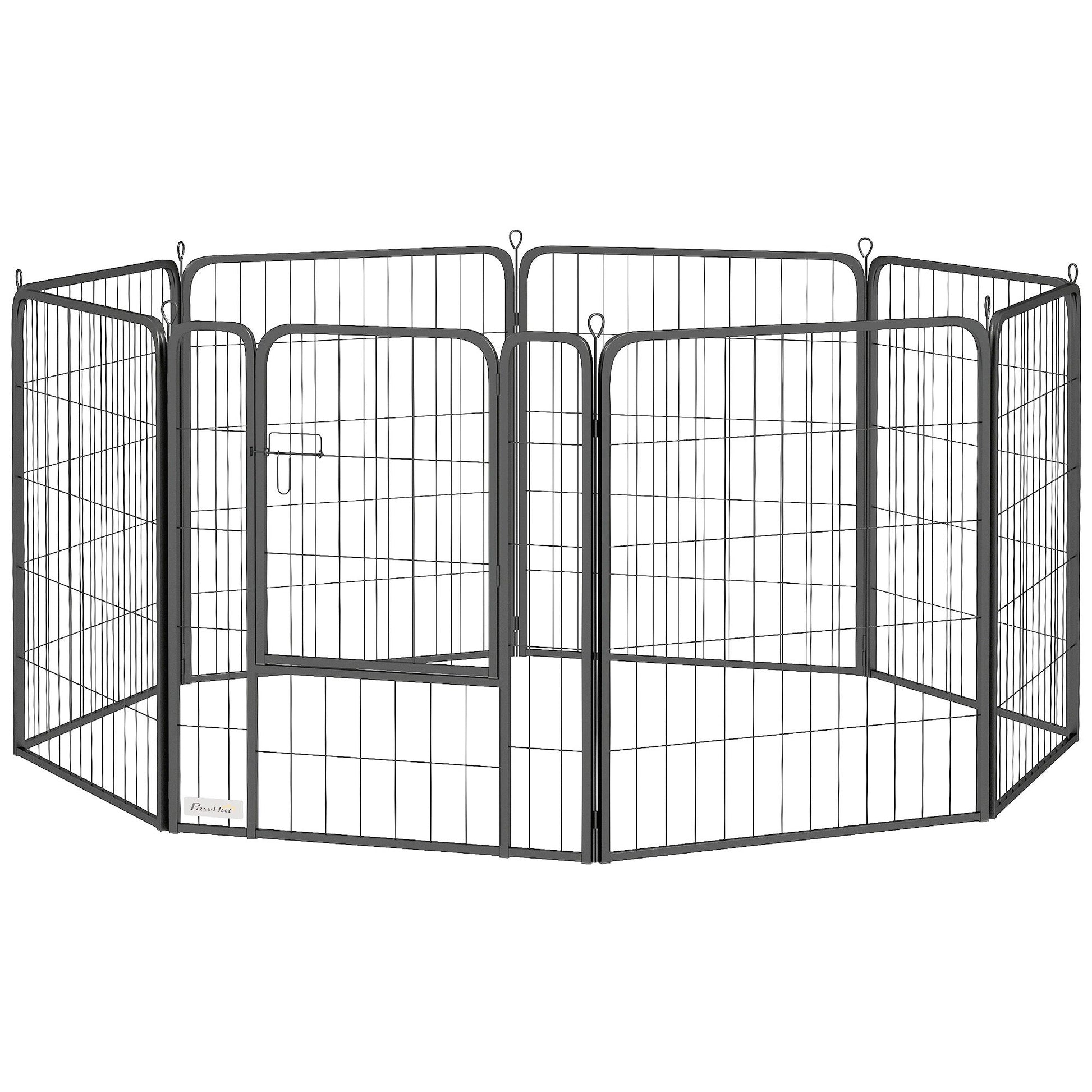 Dog Pen, 8 Panel Puppy Pen, Steel Dog Playpen, for Medium Breeds, 80cm Tall, Black