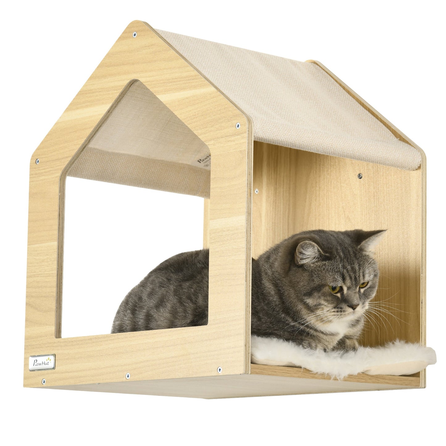 8 Piece Cat Shelves Set, Cat Wall Furniture with Condo, 3 Perches, 3 Scratching Posts, Steps, Wall Mounted Kitty Tree for Indoor Kittens, Beige