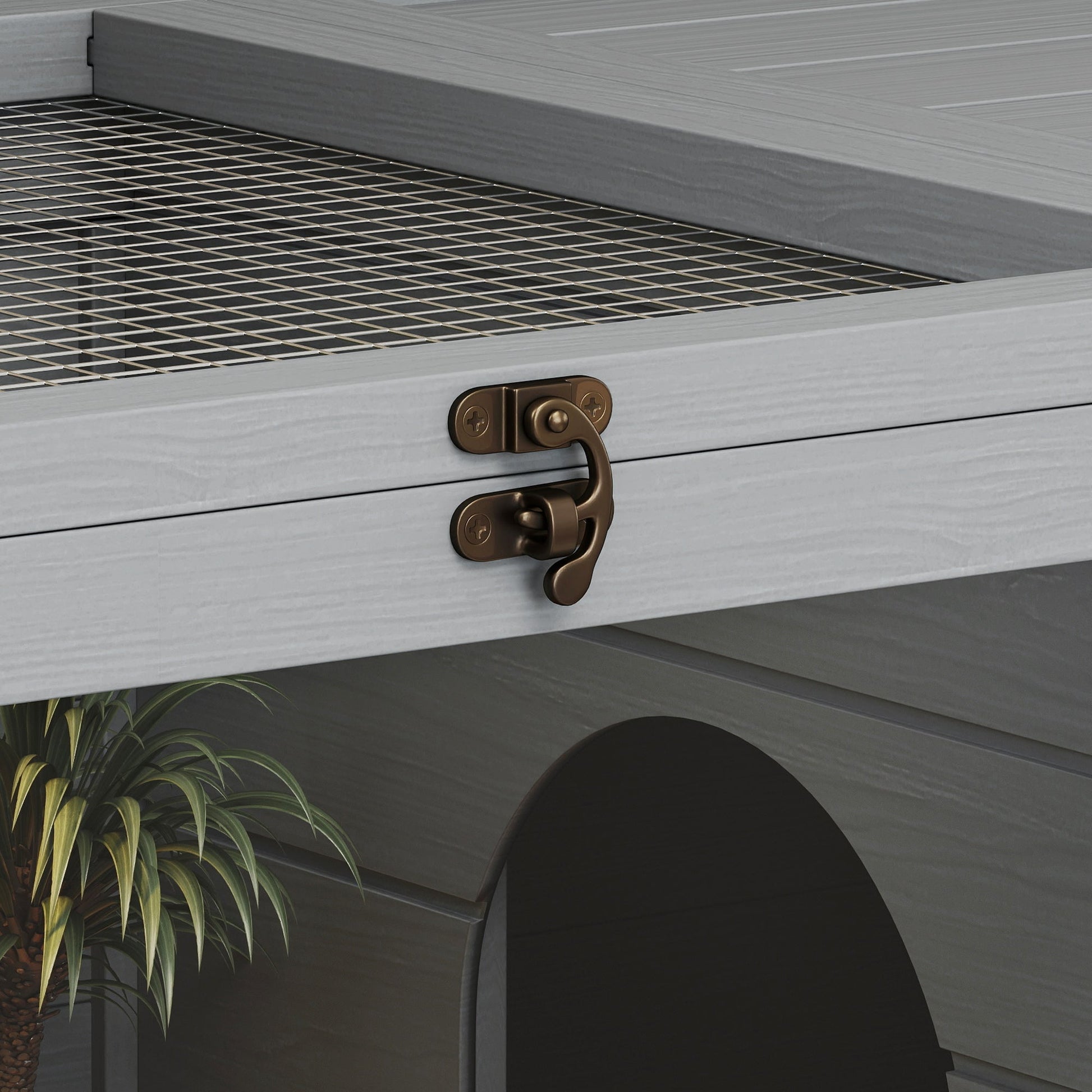 Tortoise House with Storage Cabinet, Wooden Tortoise Enclosure with Lamp Holder, Openable Top, Transparent Windows, Turtle Habitat for Indoor, Light Grey