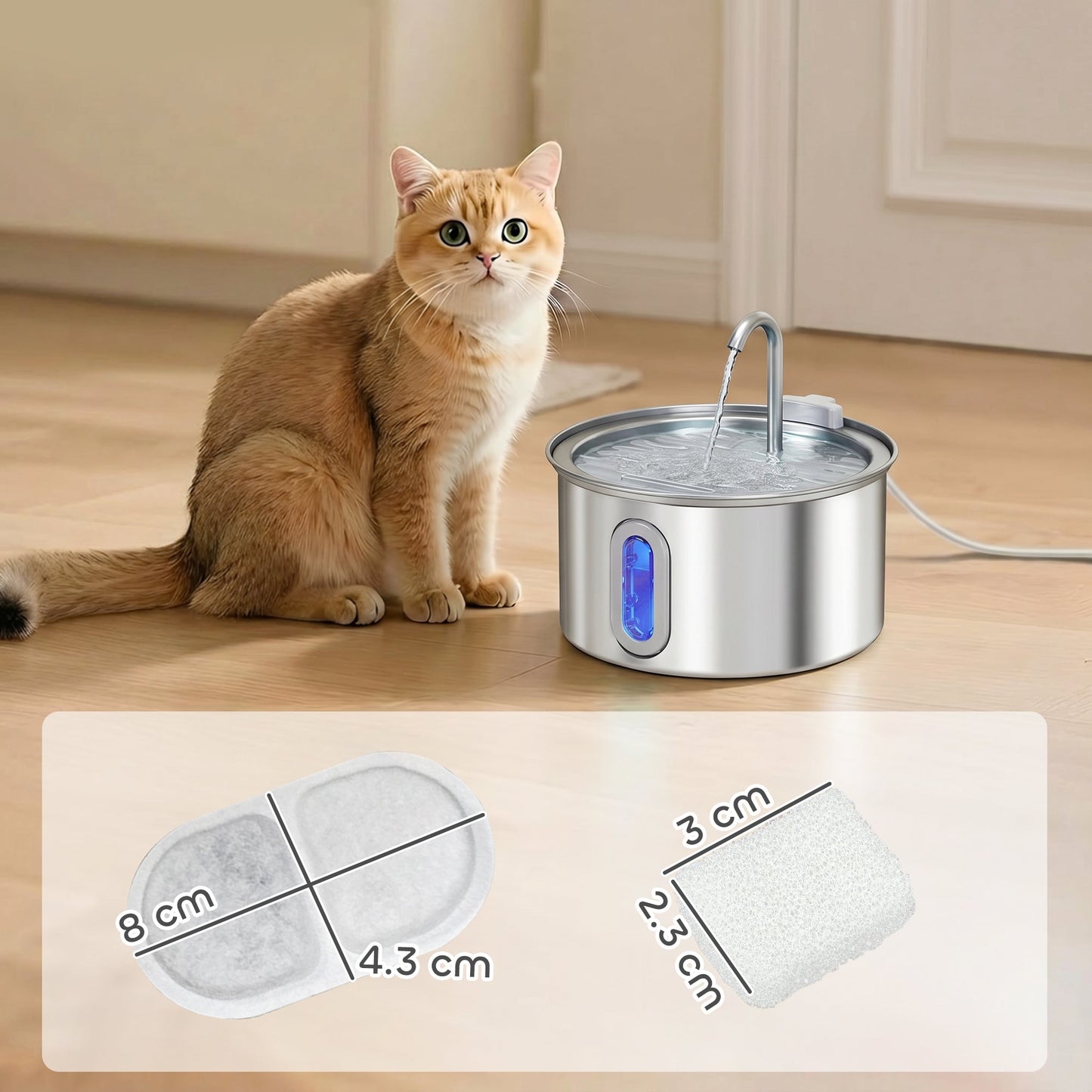 Cat Water Fountain Filters, 16 Pcs Activated Carbon Pet Water Fountain Filters for 3.2L/2.5L Pet Water Dispenser, Triple Filtration and High Efficiency